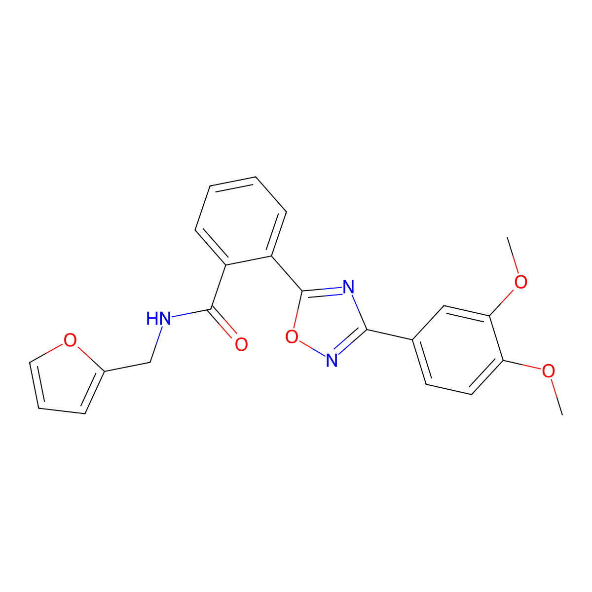 2-[3-(3,4-dimethoxyphenyl)-1,2,4-oxadiazol-5-yl]-N-(furan-2-ylmethyl)benzamide molecular structure, CAS 830344-25-7