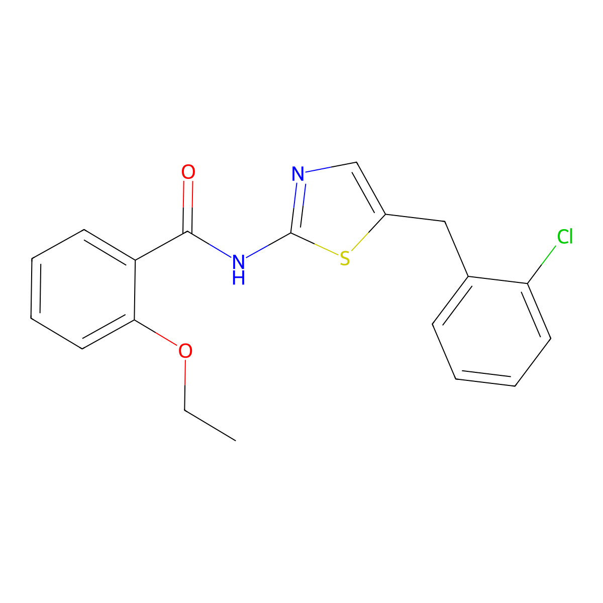 N-[5-[(2-chlorophenyl)methyl]-1,3-thiazol-2-yl]-2-ethoxybenzamide molecular structure, CAS 830344-29-1