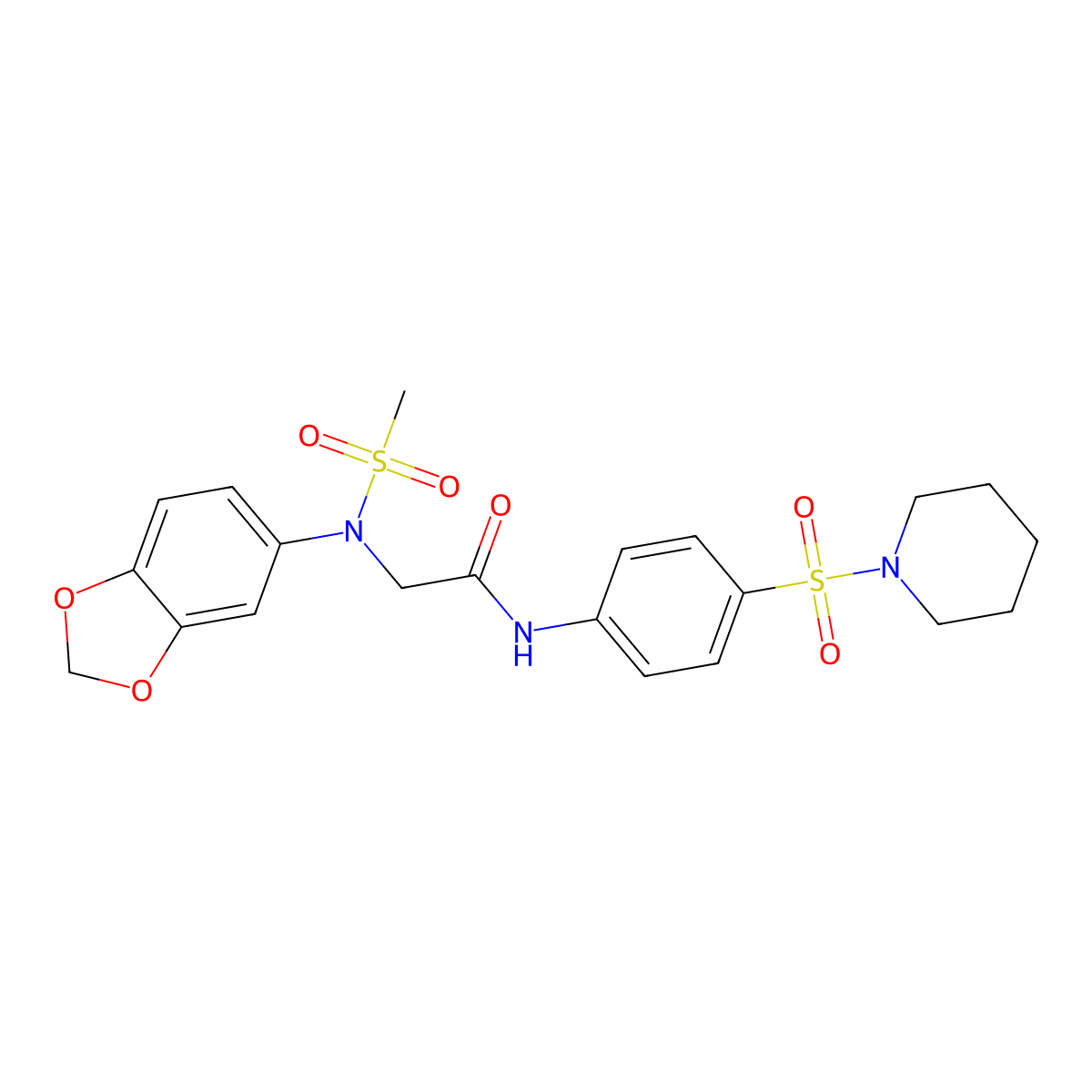 2-[1,3-benzodioxol-5-yl(methylsulfonyl)amino]-N-(4-piperidin-1-ylsulfonylphenyl)acetamide molecular structure, CAS 830344-44-0
