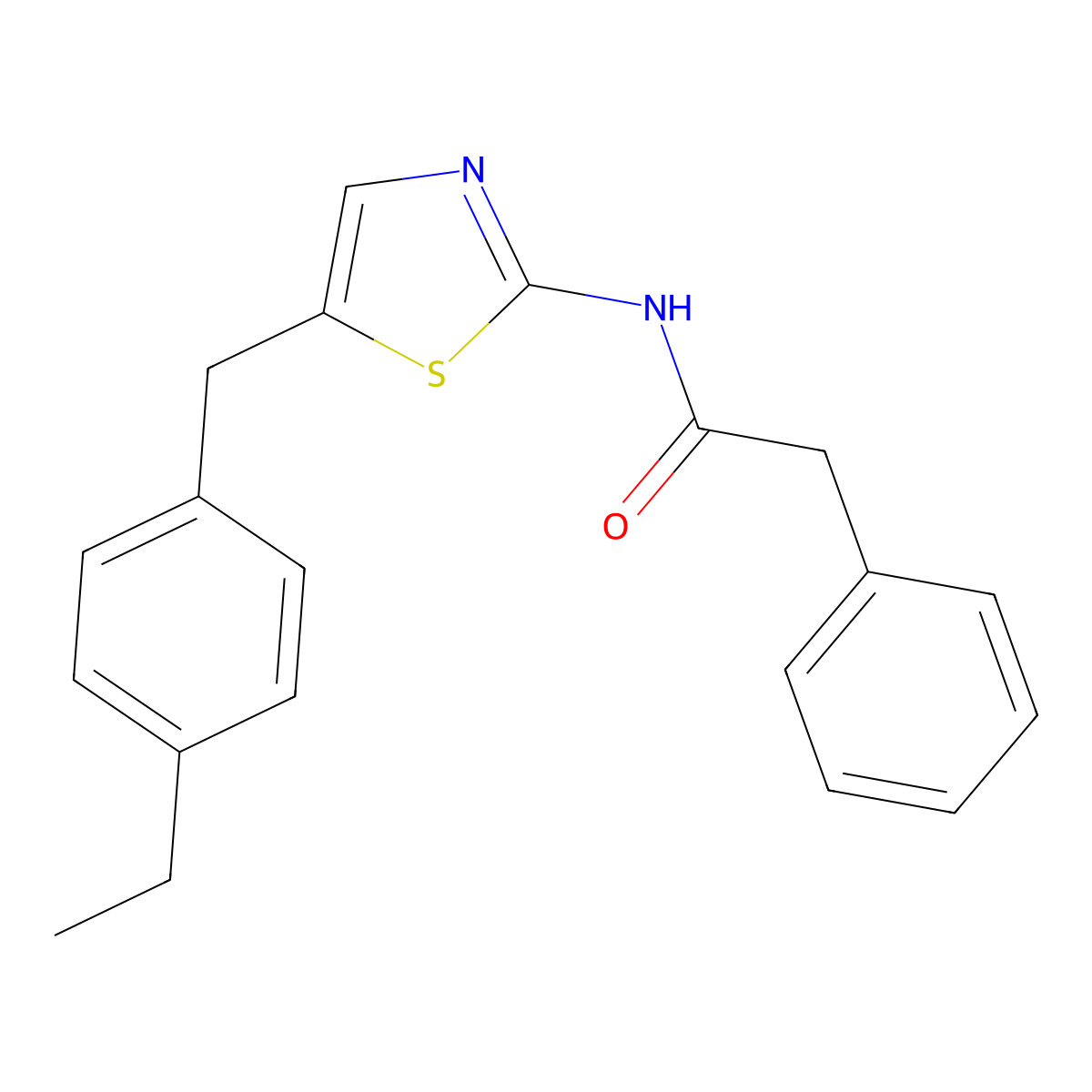 N-[5-[(4-ethylphenyl)methyl]-1,3-thiazol-2-yl]-2-phenylacetamide molecular structure, CAS 830344-58-6