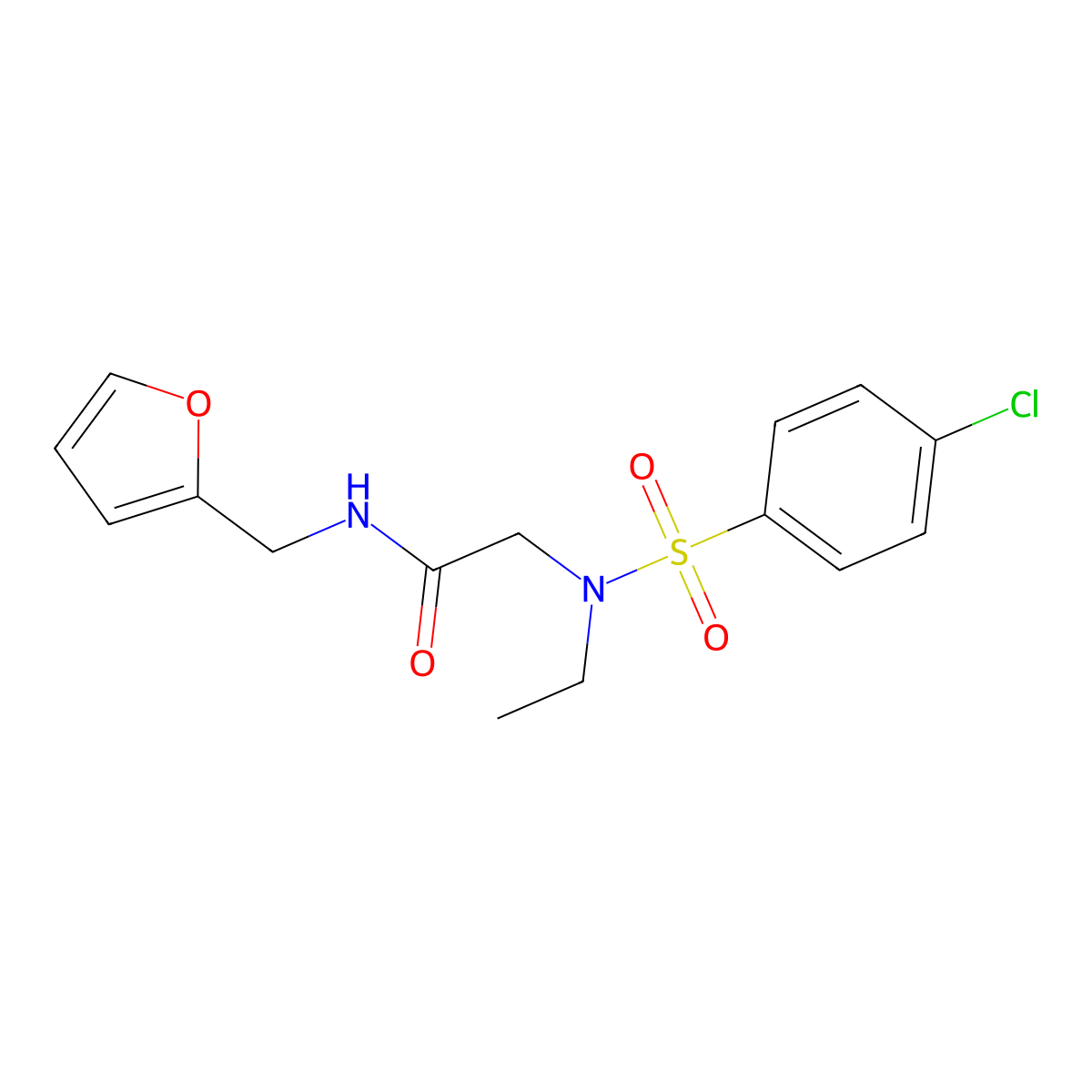 2-[(4-chlorophenyl)sulfonyl-ethylamino]-N-(furan-2-ylmethyl)acetamide molecular structure, CAS 830344-66-6