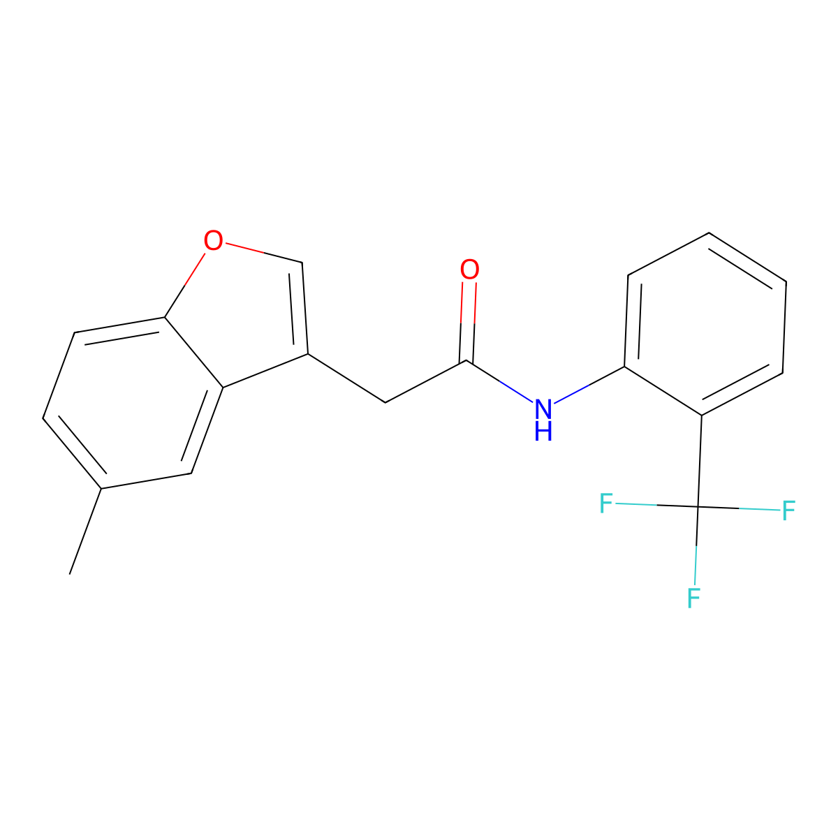 2-(5-methyl-1-benzofuran-3-yl)-N-[2-(trifluoromethyl)phenyl]acetamide molecular structure, CAS 830344-76-8