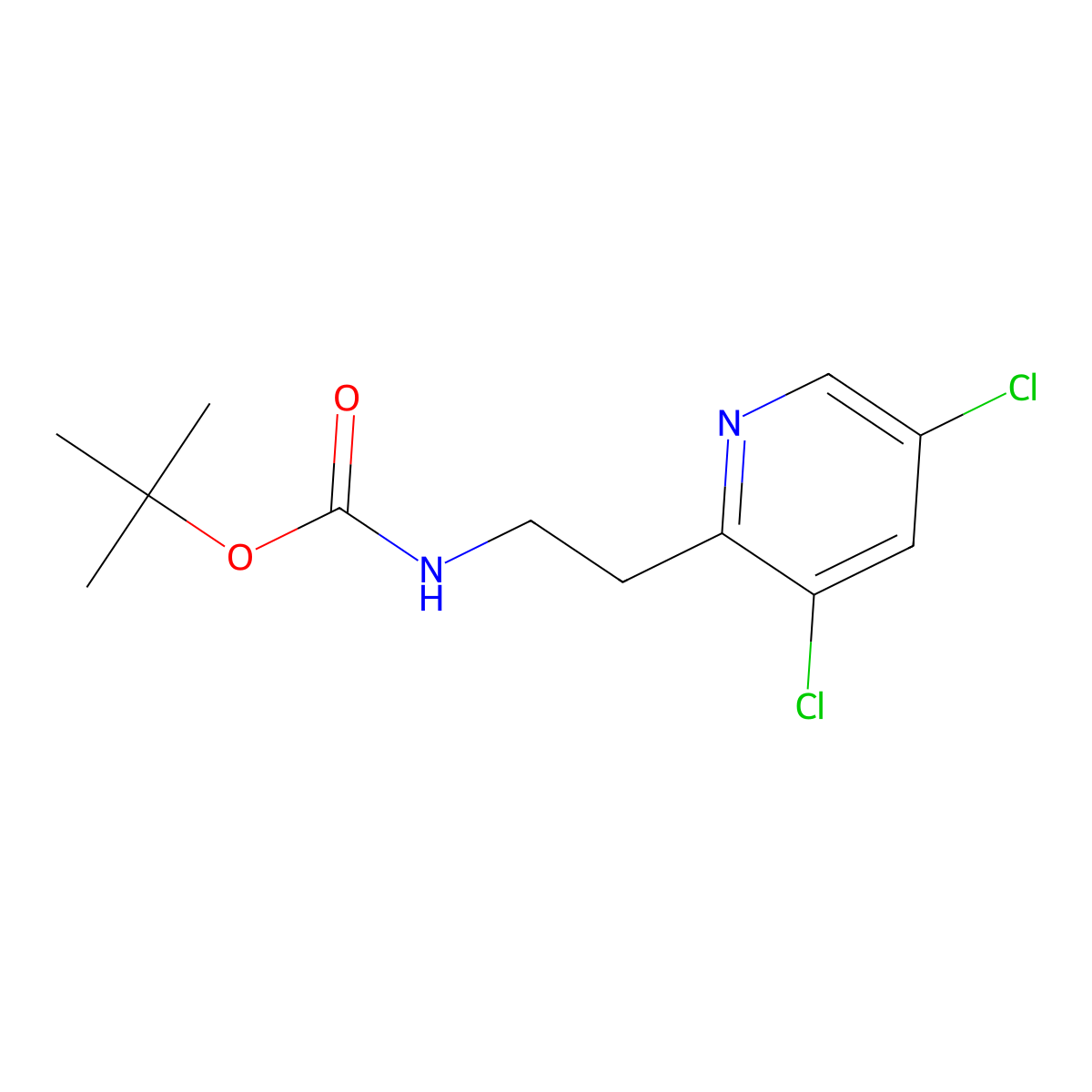 Tert-butyl 2-(3,5-dichloropyridin-2-yl)ethylcarbamate molecular structure, CAS 830348-29-3