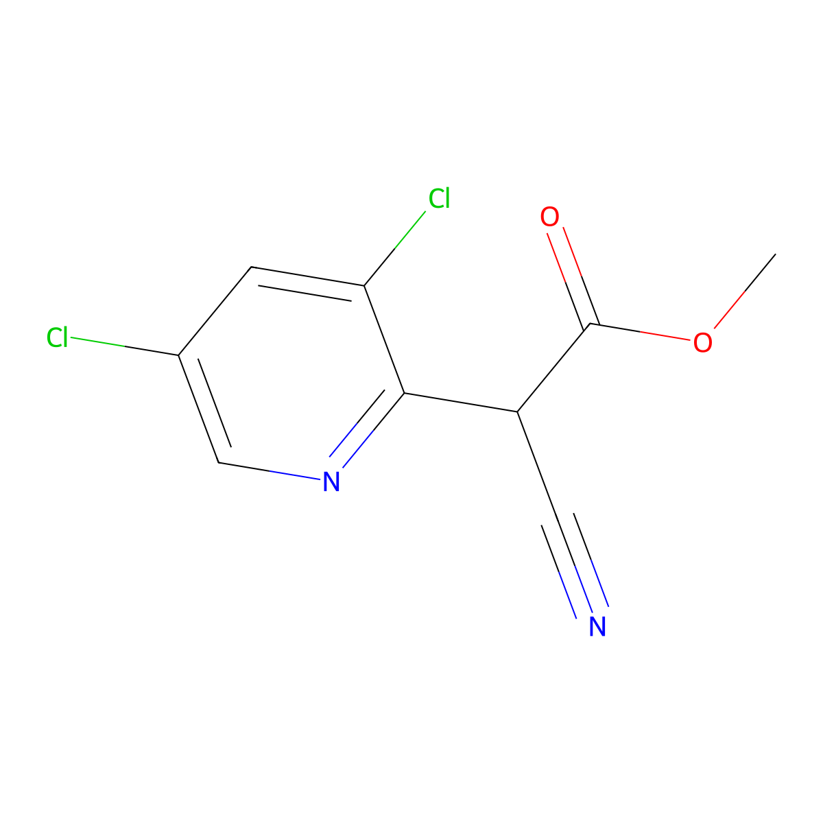 Methyl 2-cyano-2-(3,5-dichloropyridin-2-yl)acetate molecular structure, CAS 830348-32-8