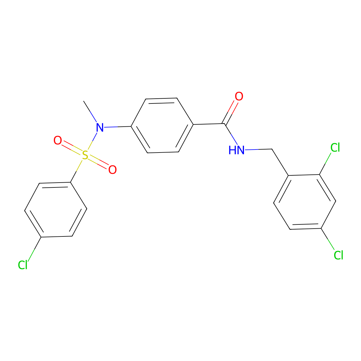 4-[(4-chlorophenyl)sulfonyl-methylamino]-N-[(2,4-dichlorophenyl)methyl]benzamide molecular structure, CAS 830348-51-1