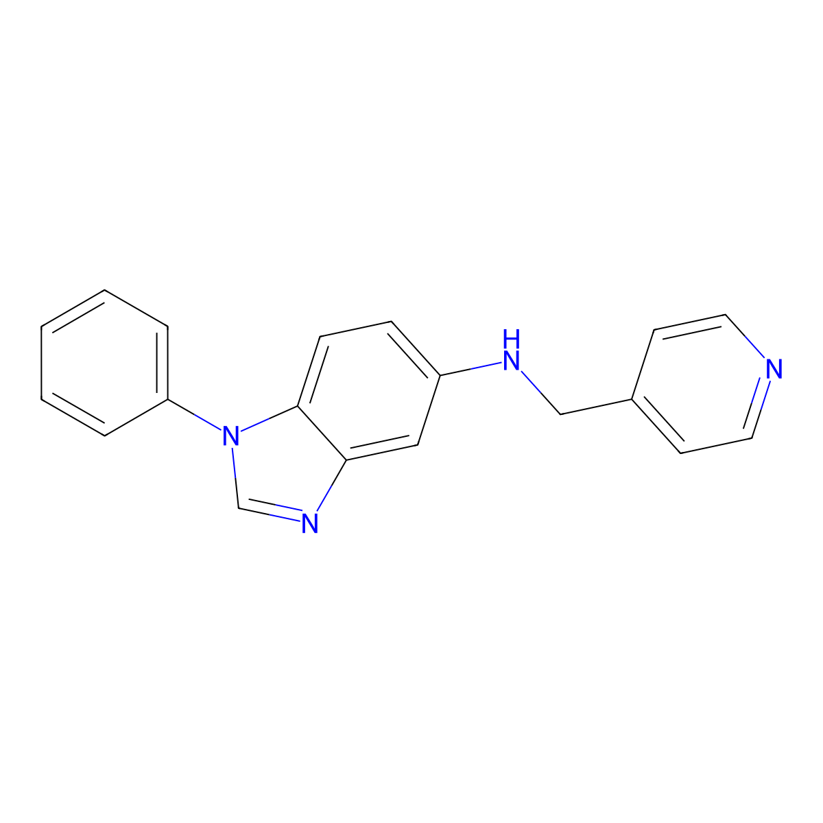 1-phenyl-N-(pyridin-4-ylmethyl)benzimidazol-5-amine molecular structure, CAS 830348-78-2