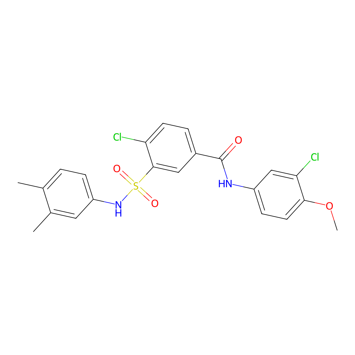 4-chloro-N-(3-chloro-4-methoxyphenyl)-3-[(3,4-dimethylphenyl)sulfamoyl]benzamide molecular structure, CAS 830349-32-1