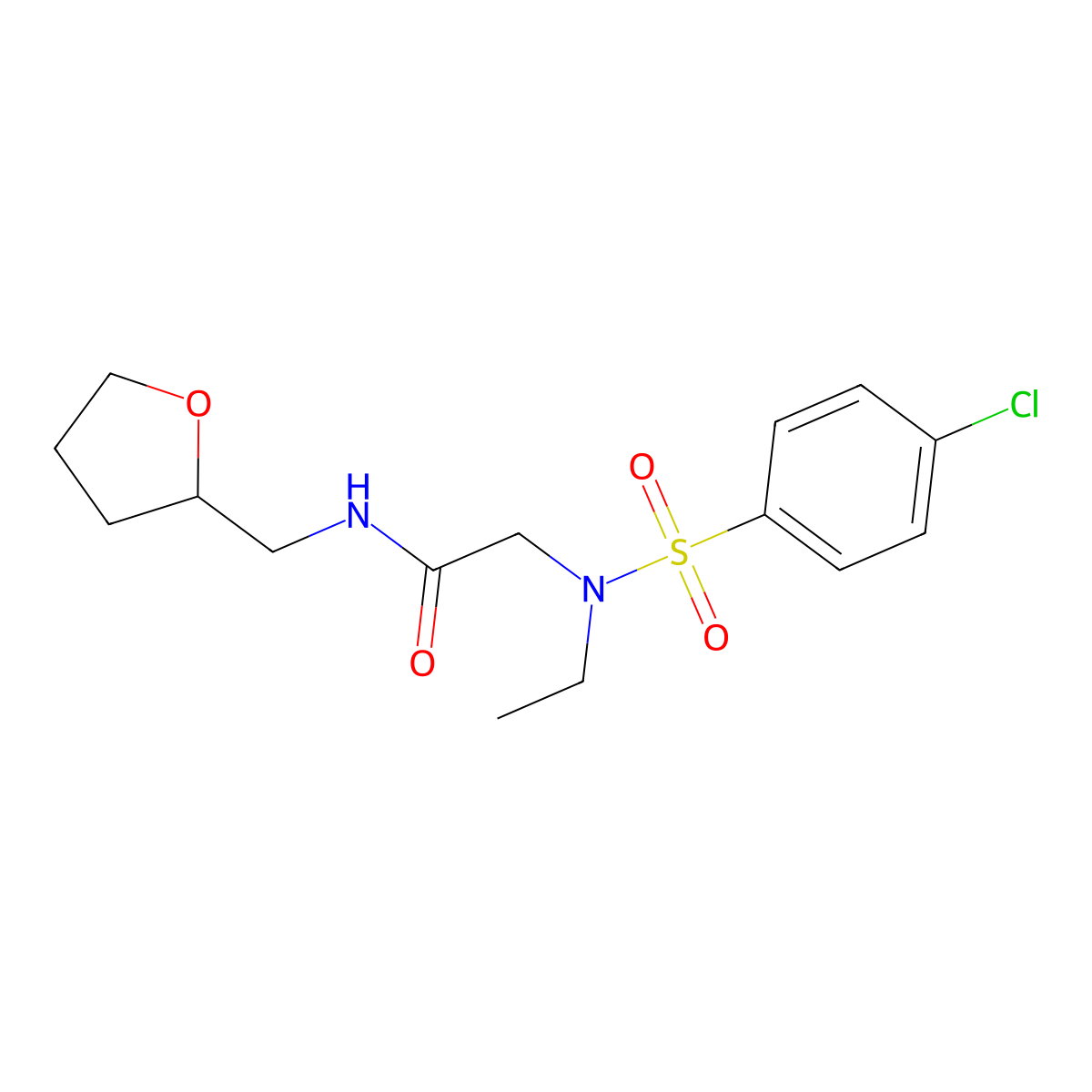 2-[(4-chlorophenyl)sulfonyl-ethylamino]-N-(oxolan-2-ylmethyl)acetamide molecular structure, CAS 830349-63-8