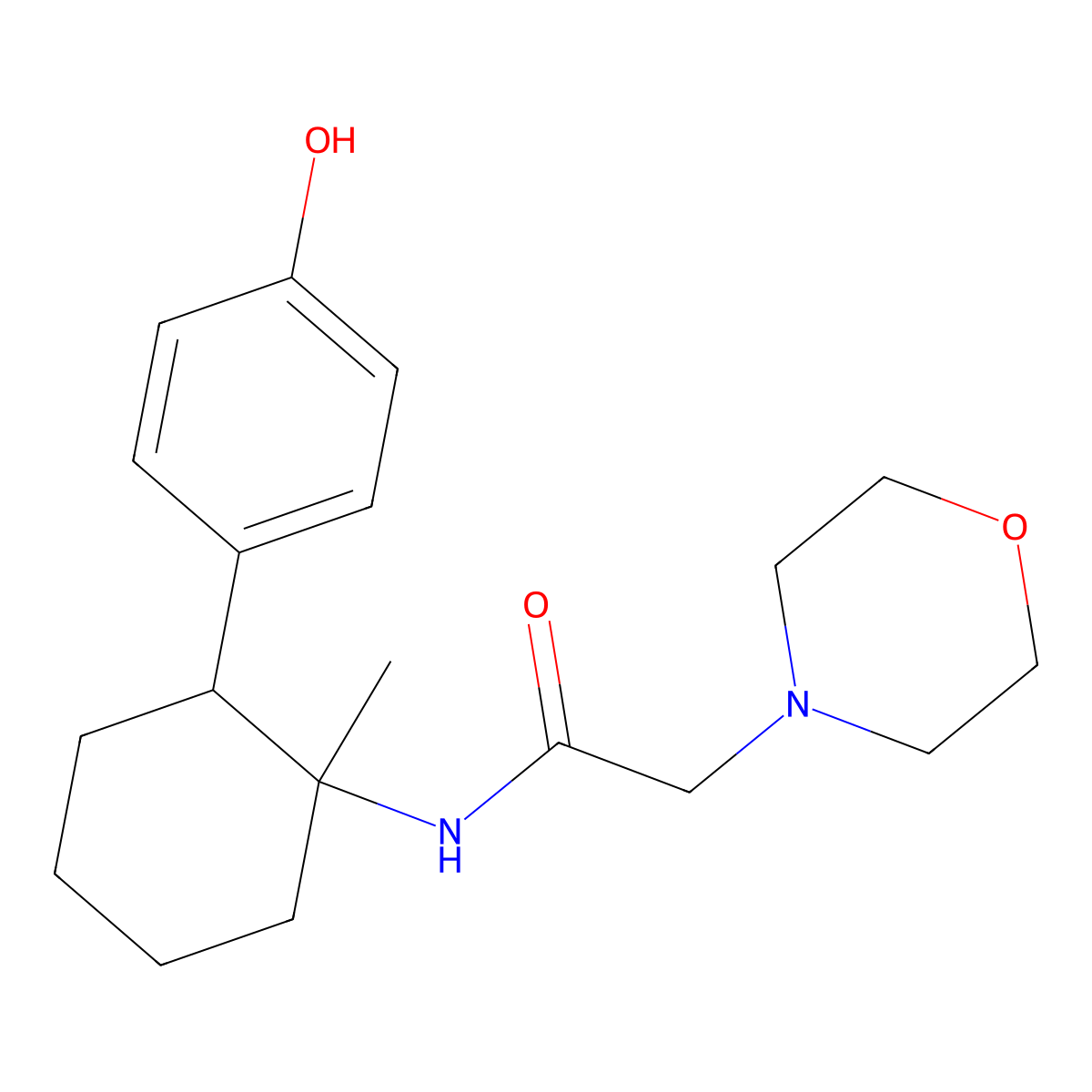 4-Morpholineacetamide, N-[2-(4-hydroxyphenyl)-1-methylcyclohexyl]- molecular structure, CAS 830349-85-4
