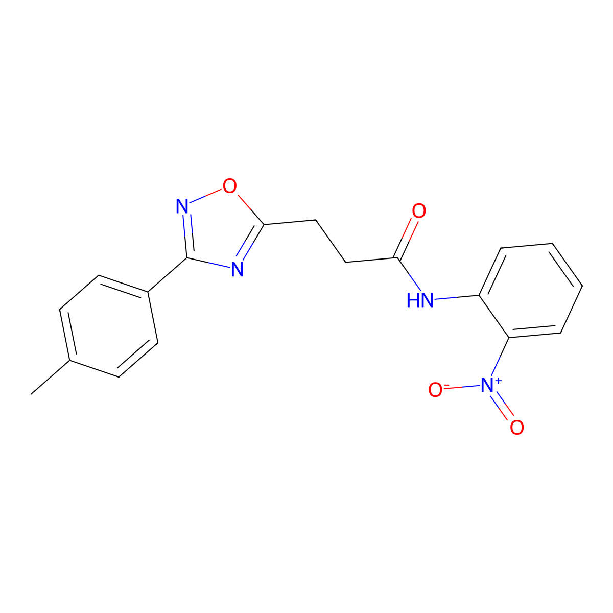 3-[3-(4-methylphenyl)-1,2,4-oxadiazol-5-yl]-N-(2-nitrophenyl)propanamide molecular structure, CAS 830349-92-3