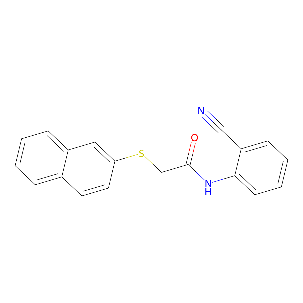 N-(2-cyanophenyl)-2-naphthalen-2-ylsulfanylacetamide molecular structure, CAS 830350-07-7