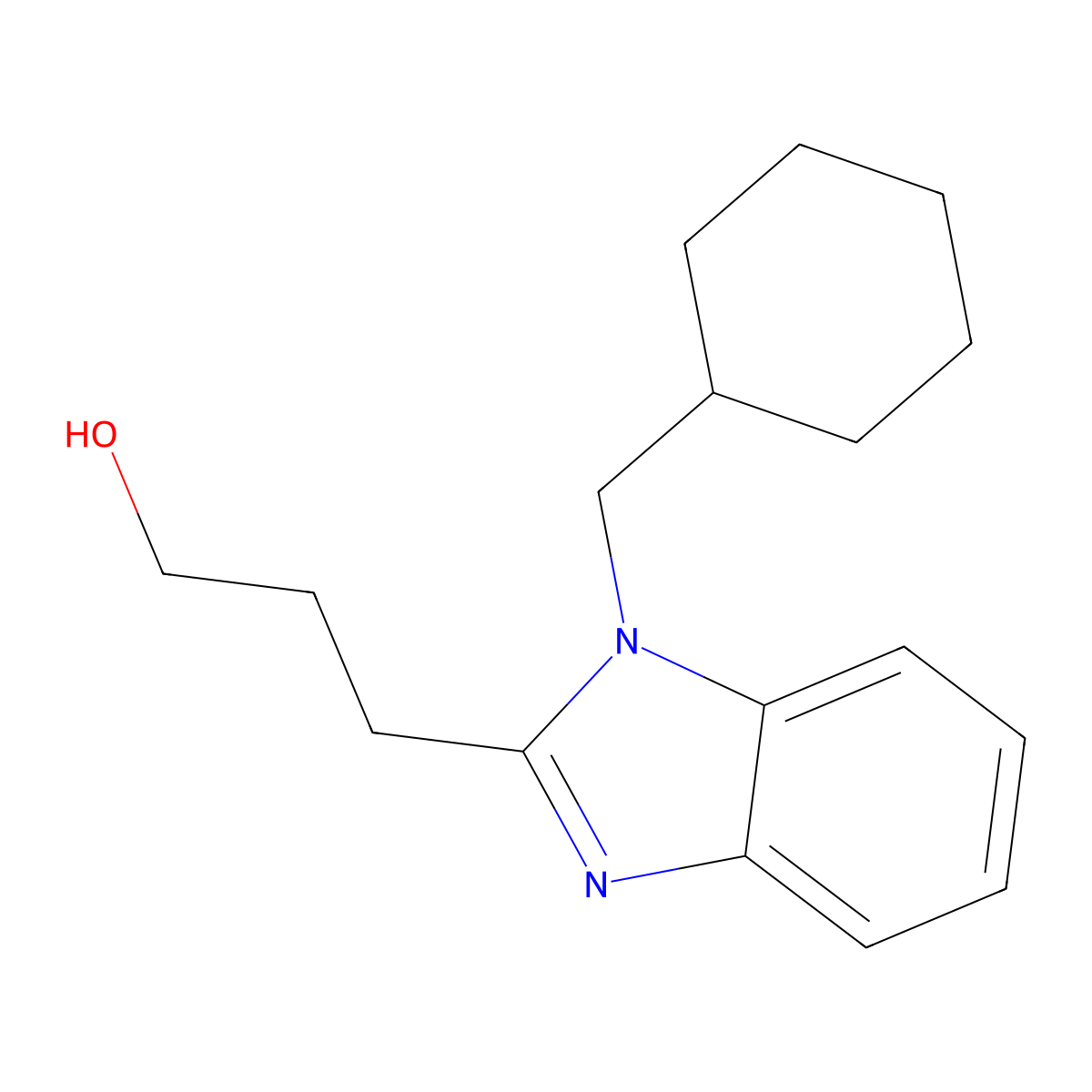 3-[1-(cyclohexylmethyl)-1H-1,3-benzodiazol-2-yl]propan-1-ol molecular structure, CAS 830350-25-9