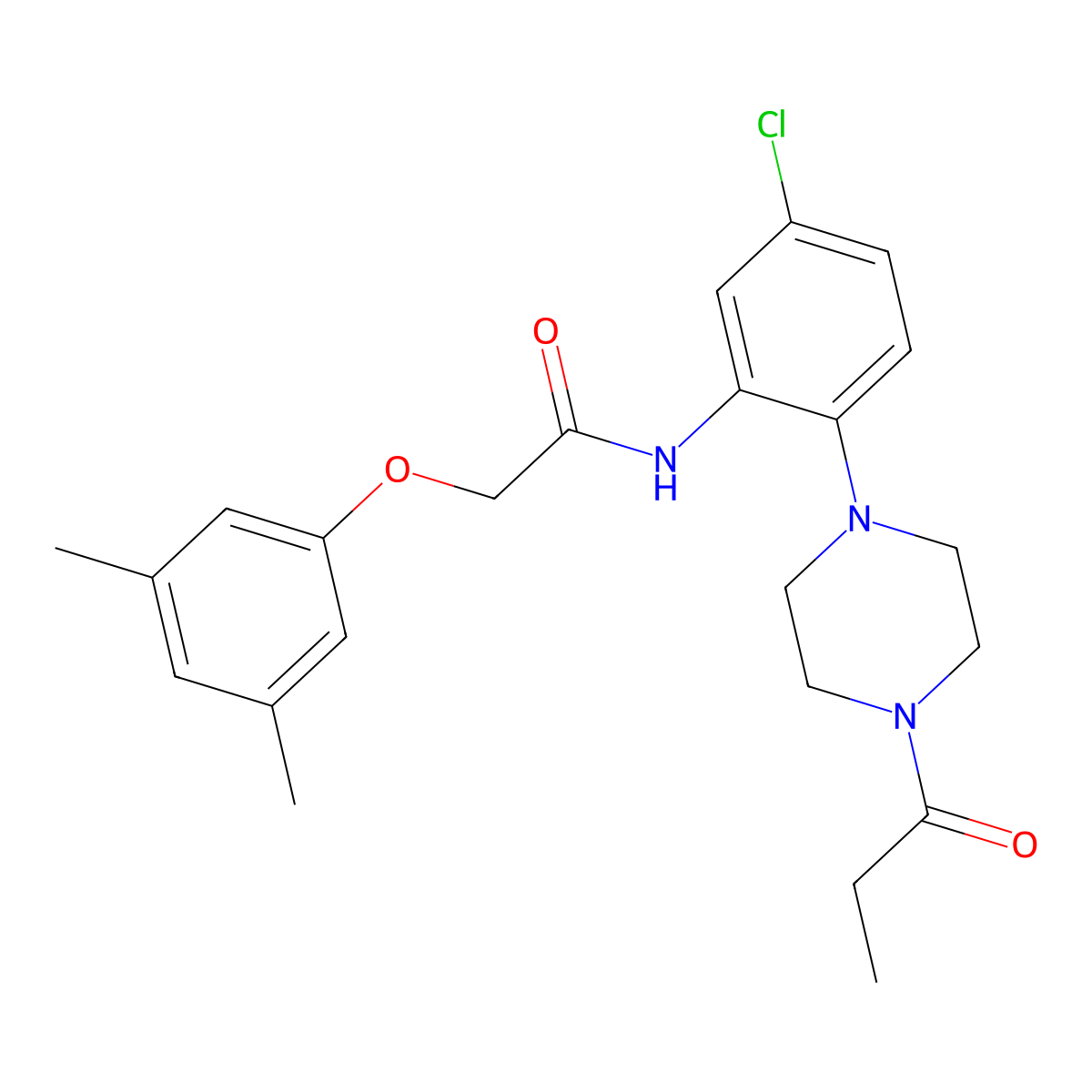 N-[5-chloro-2-(4-propanoylpiperazin-1-yl)phenyl]-2-(3,5-dimethylphenoxy)acetamide molecular structure, CAS 830350-29-3