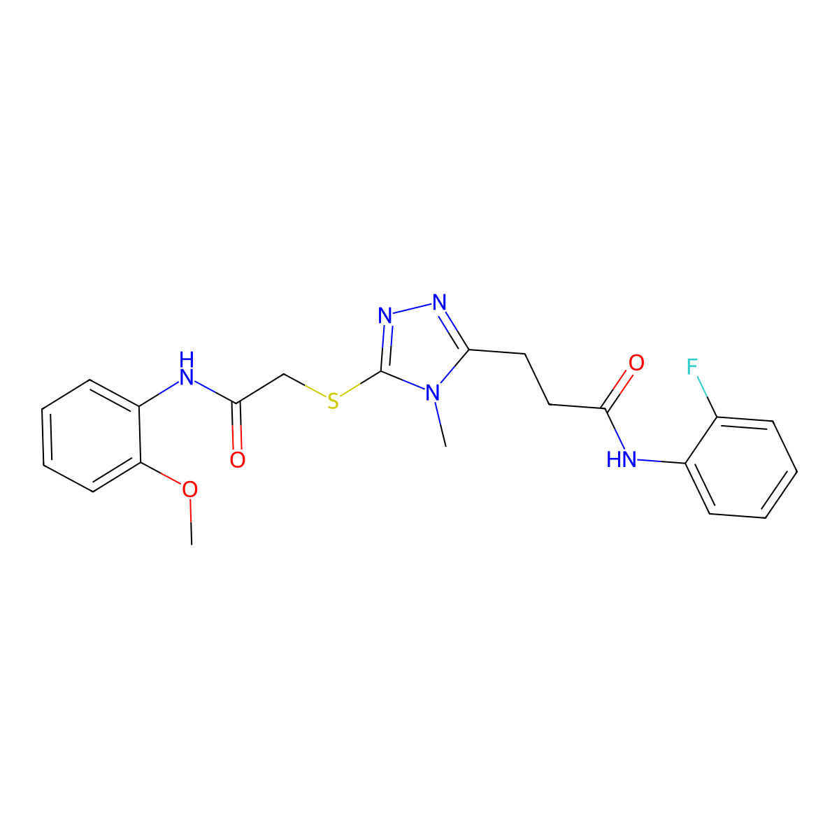 N-(2-fluorophenyl)-3-[5-[2-(2-methoxyanilino)-2-oxoethyl]sulfanyl-4-methyl-1,2,4-triazol-3-yl]propanamide molecular structure, CAS 830350-38-4