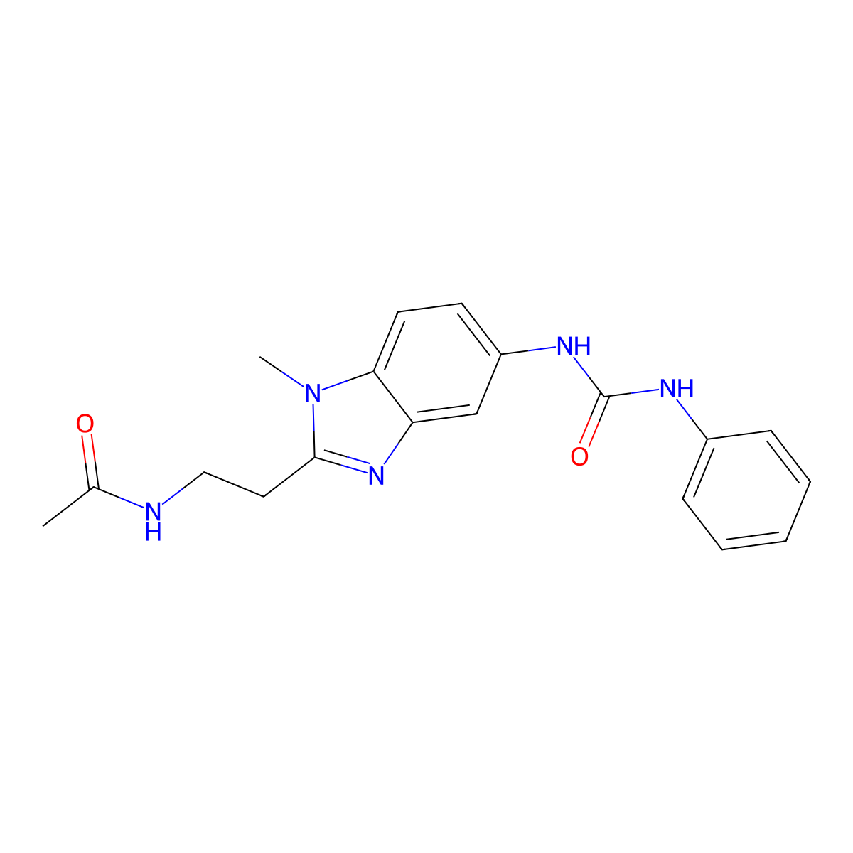 N-[2-[1-methyl-5-(phenylcarbamoylamino)benzimidazol-2-yl]ethyl]acetamide molecular structure, CAS 830350-55-5