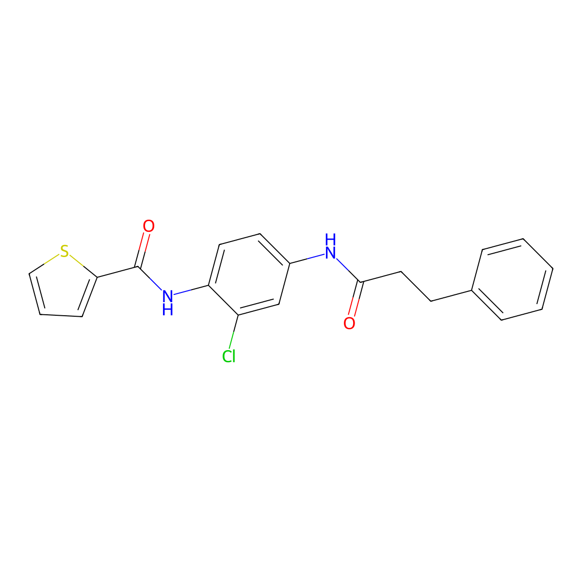 N-[2-chloro-4-(3-phenylpropanoylamino)phenyl]thiophene-2-carboxamide molecular structure, CAS 830350-60-2