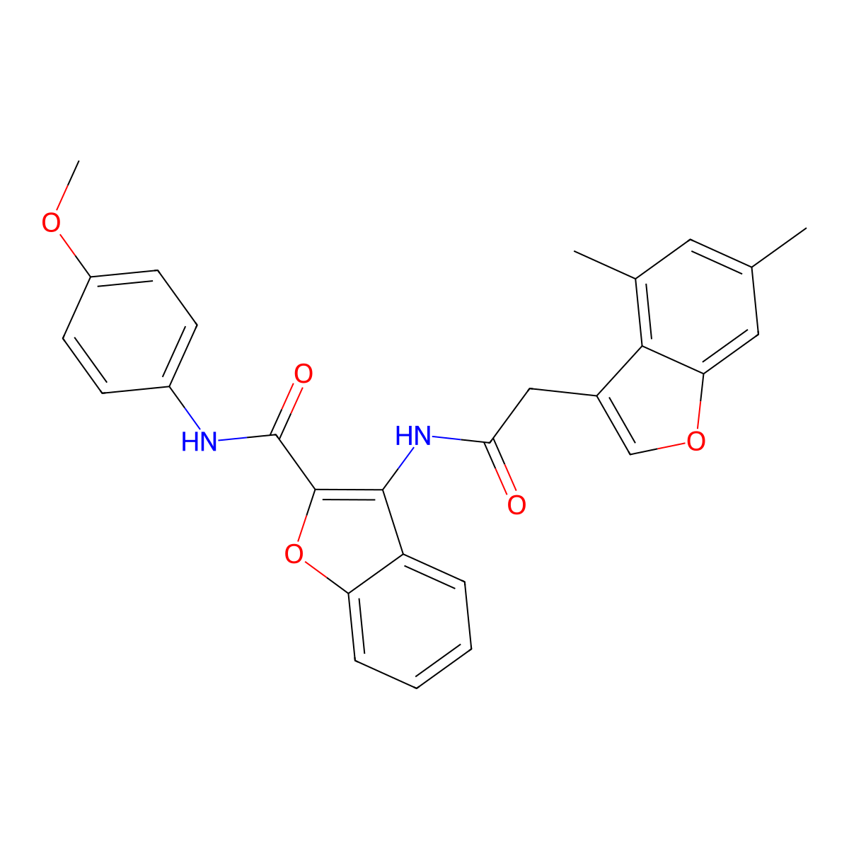 3-[[2-(4,6-dimethyl-1-benzofuran-3-yl)acetyl]amino]-N-(4-methoxyphenyl)-1-benzofuran-2-carboxamide molecular structure, CAS 830350-61-3
