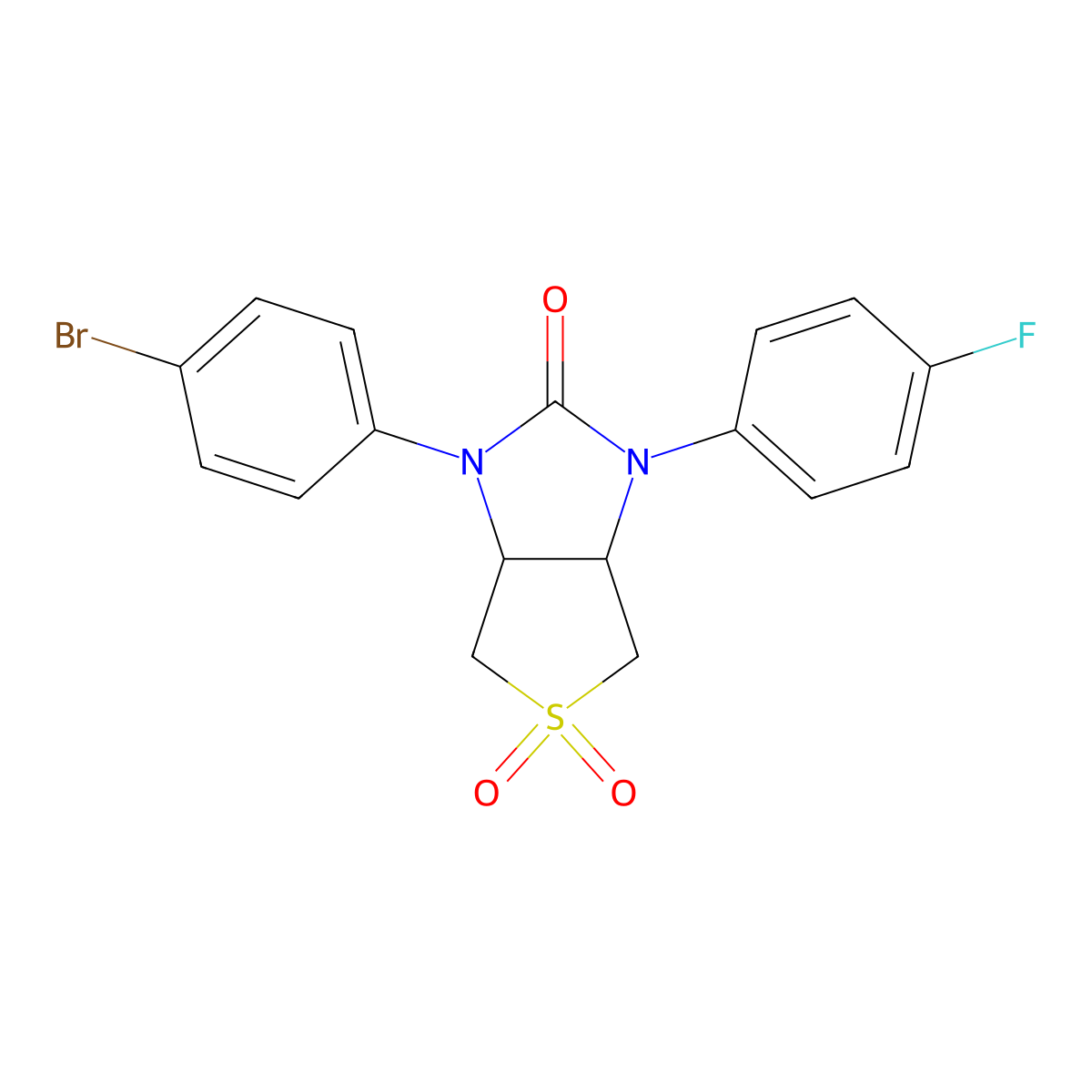 1-(4-bromophenyl)-3-(4-fluorophenyl)tetrahydro-1H-thieno[3,4-d]imidazol-2(3H)-one 5,5-dioxide molecular structure, CAS 830351-11-6