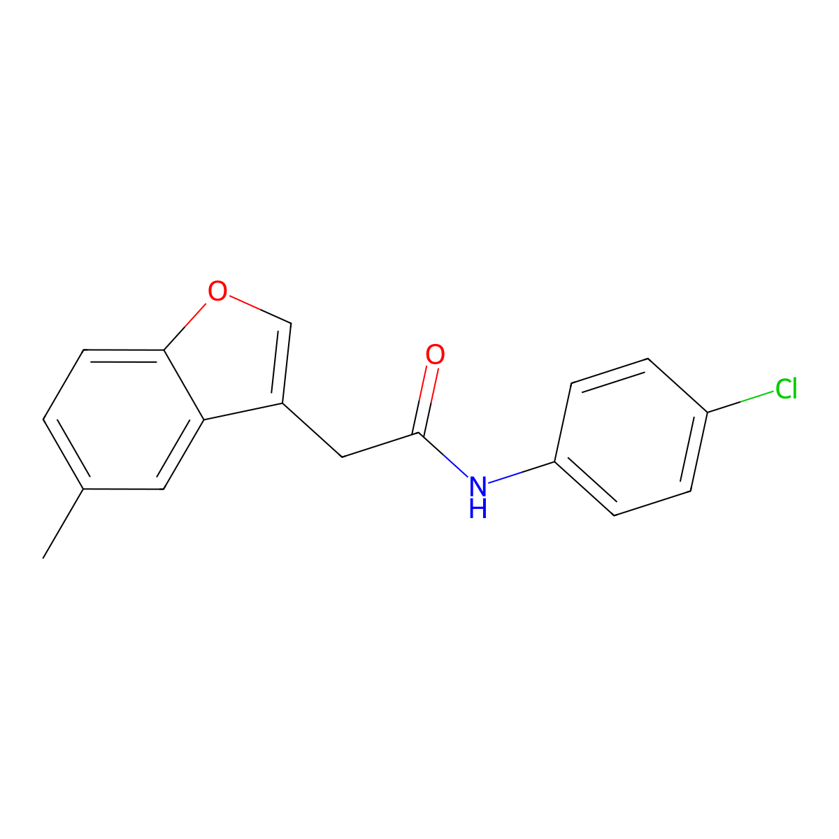 N-(4-chlorophenyl)-2-(5-methyl-1-benzofuran-3-yl)acetamide molecular structure, CAS 830351-19-4