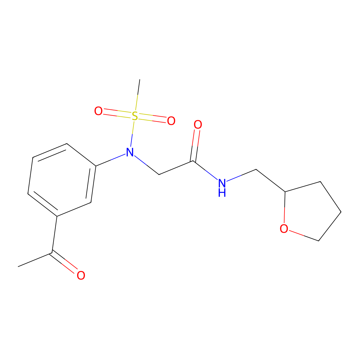 2-(3-acetyl-N-methylsulfonylanilino)-N-(oxolan-2-ylmethyl)acetamide molecular structure, CAS 830351-65-0