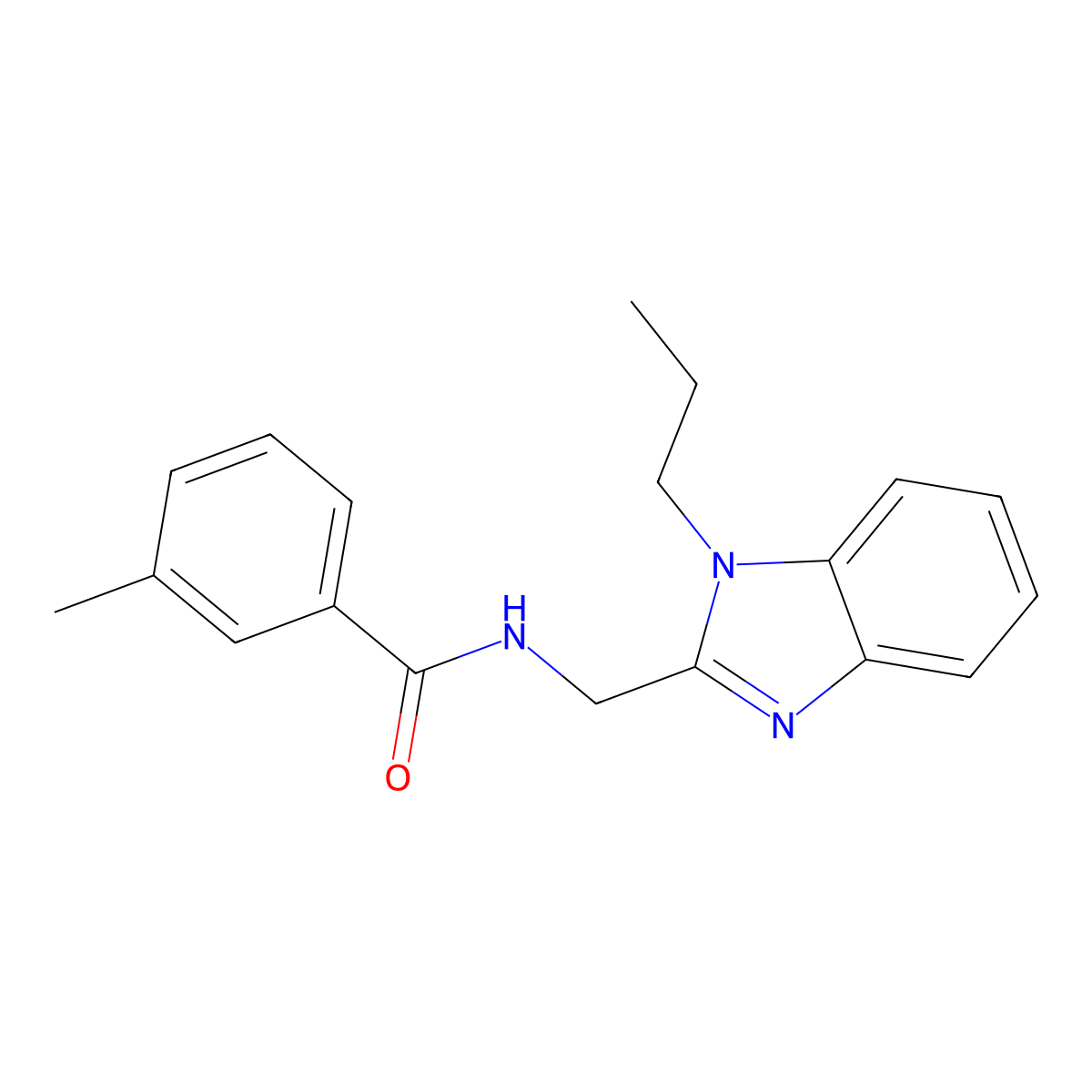 3-methyl-N-[(1-propylbenzimidazol-2-yl)methyl]benzamide molecular structure, CAS 830351-81-0