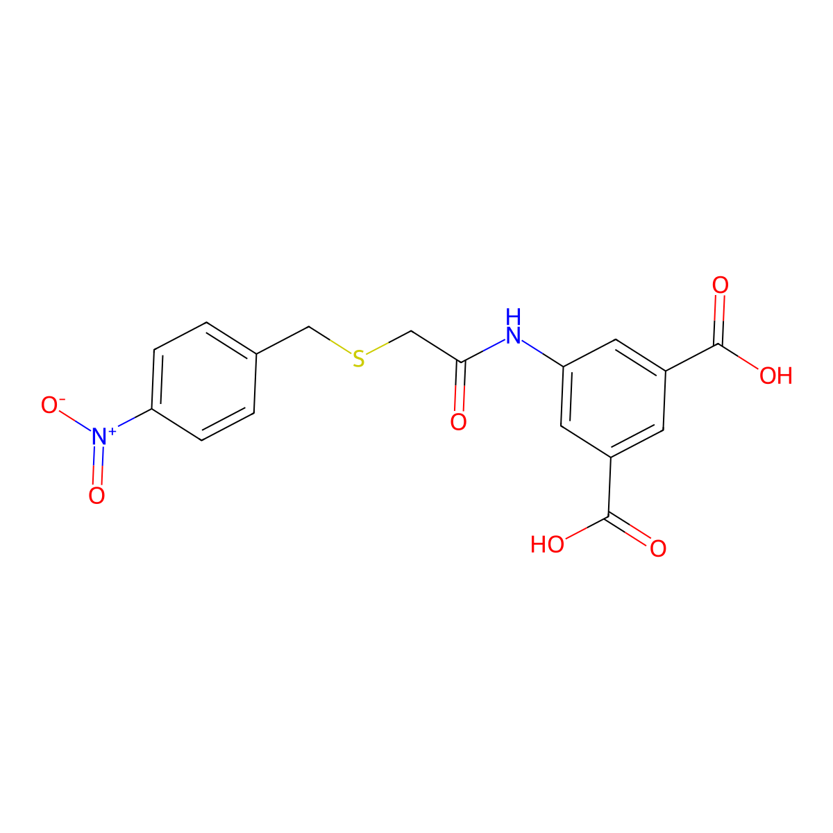 5-({[(4-Nitrobenzyl)sulfanyl]acetyl}amino)benzene-1,3-dicarboxylic acid molecular structure, CAS 830351-96-7