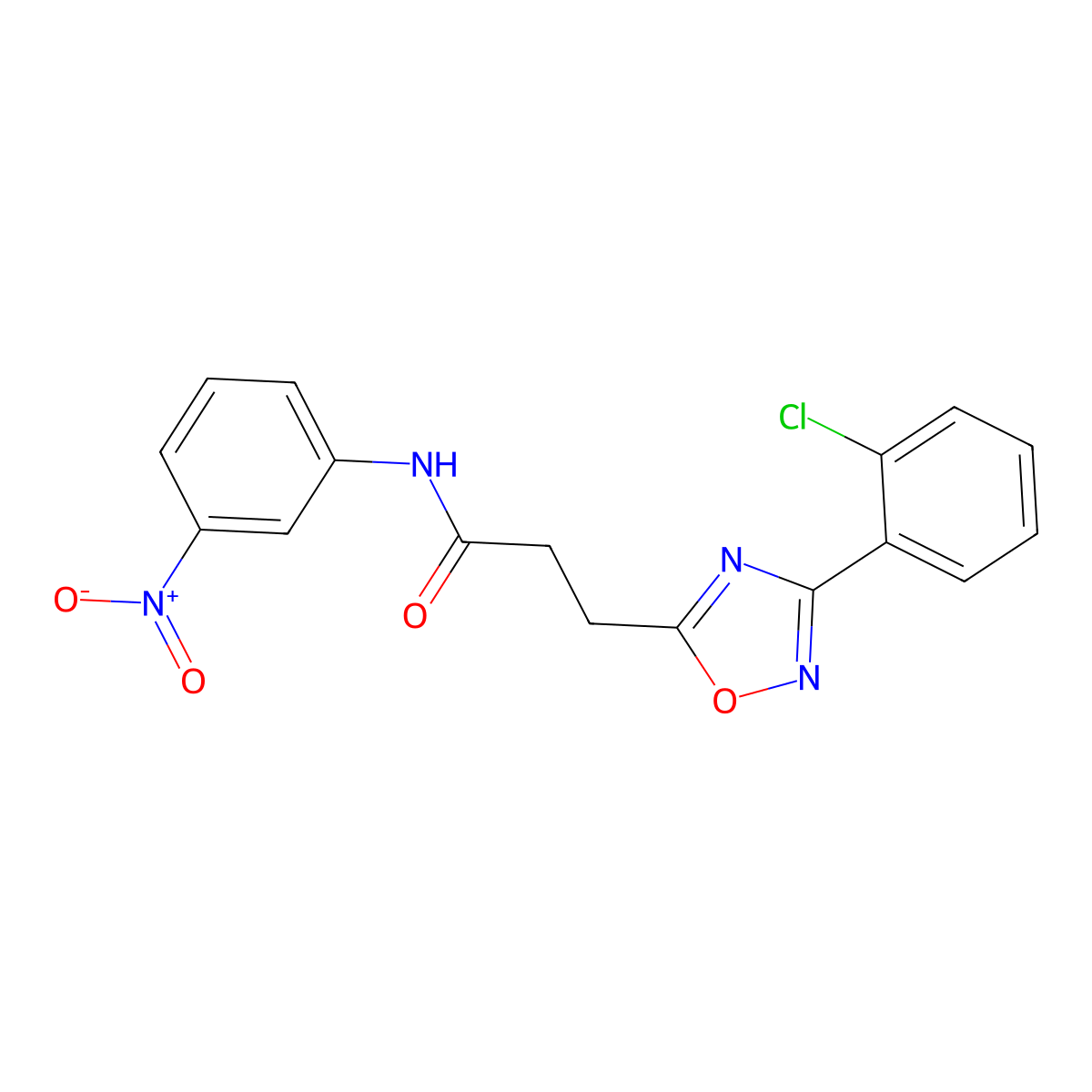 3-[3-(2-chlorophenyl)-1,2,4-oxadiazol-5-yl]-N-(3-nitrophenyl)propanamide molecular structure, CAS 830352-03-9