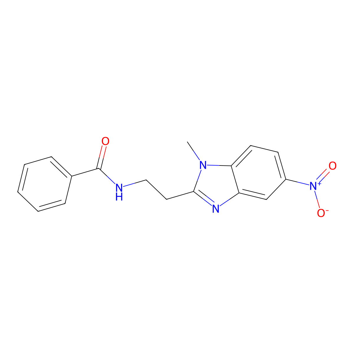 N-[2-(1-methyl-5-nitrobenzimidazol-2-yl)ethyl]benzamide molecular structure, CAS 830352-08-4