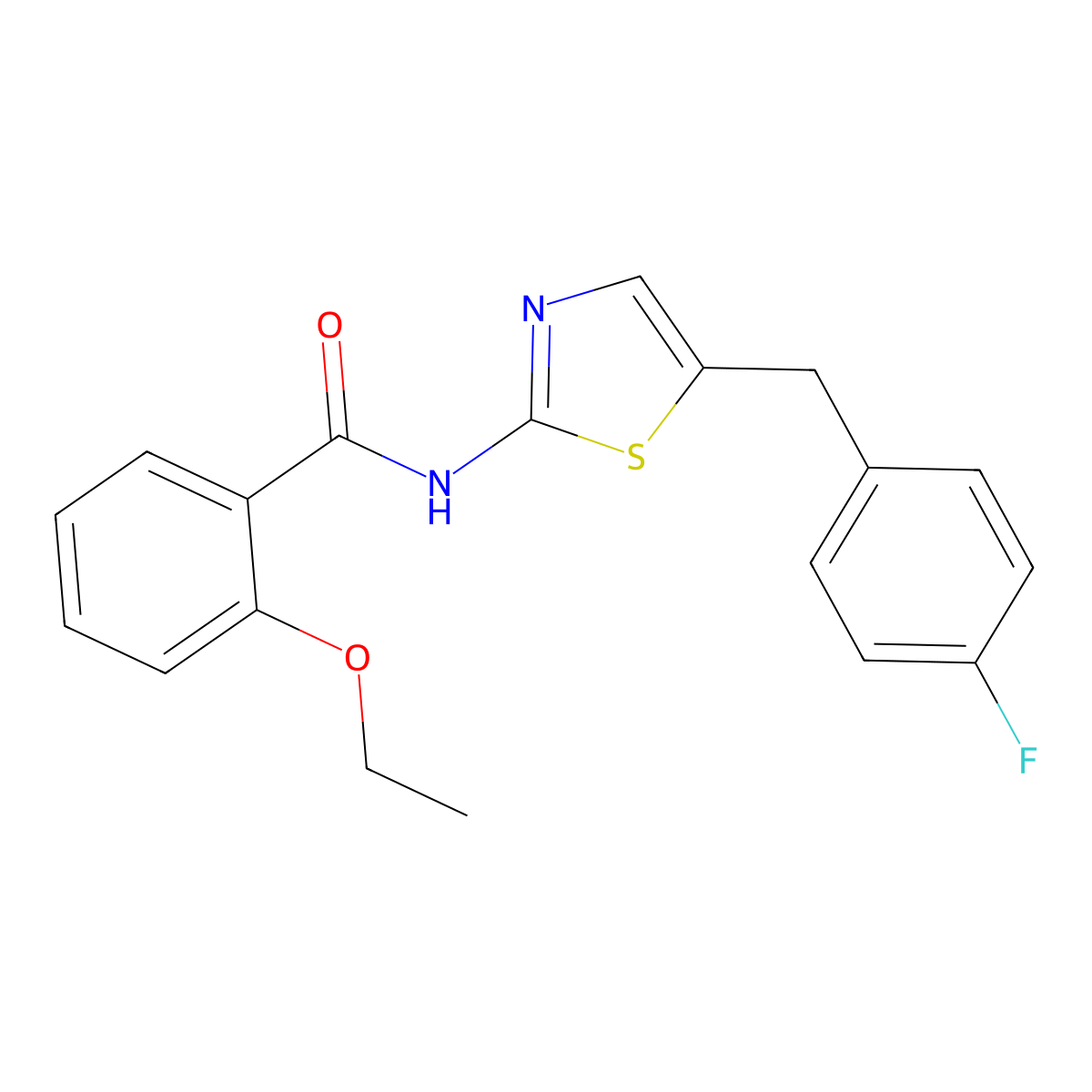 2-ethoxy-N-[5-[(4-fluorophenyl)methyl]-1,3-thiazol-2-yl]benzamide molecular structure, CAS 830352-54-0