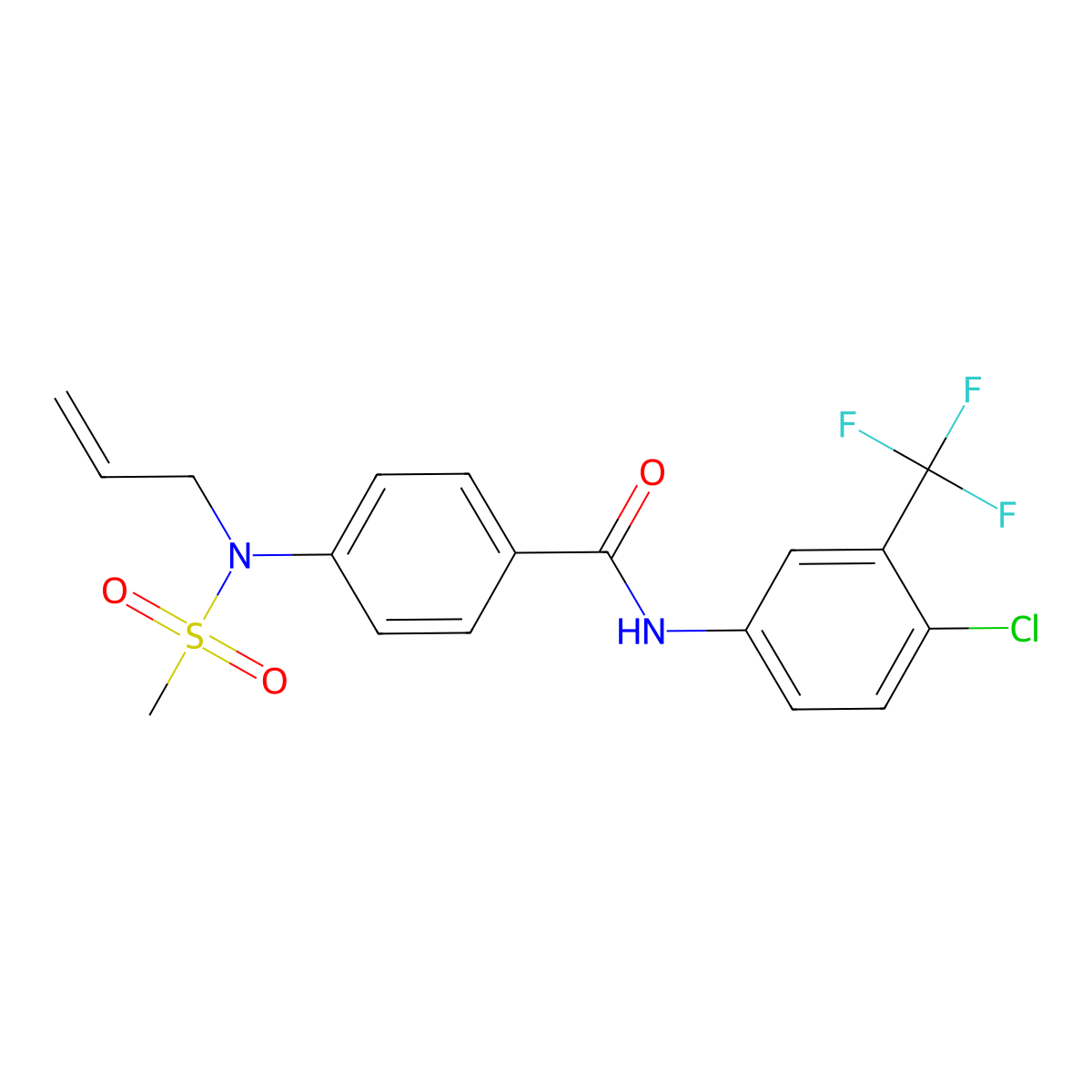 N-[4-chloro-3-(trifluoromethyl)phenyl]-4-[methylsulfonyl(prop-2-enyl)amino]benzamide molecular structure, CAS 830352-68-6