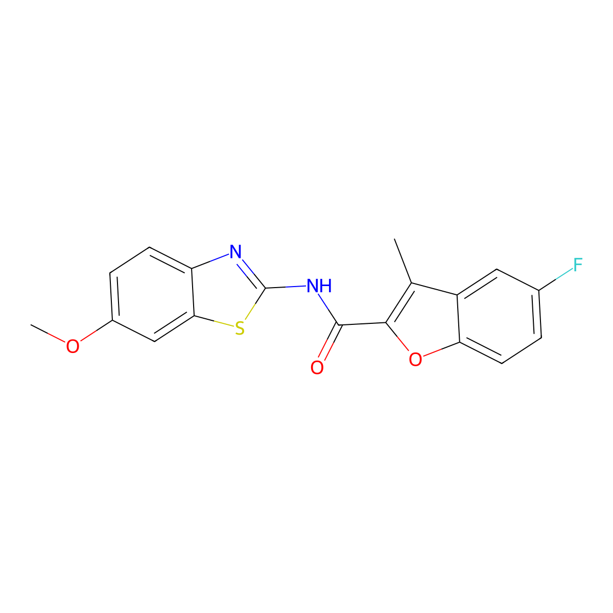 5-fluoro-N-(6-methoxy-1,3-benzothiazol-2-yl)-3-methyl-1-benzofuran-2-carboxamide molecular structure, CAS 830352-69-7