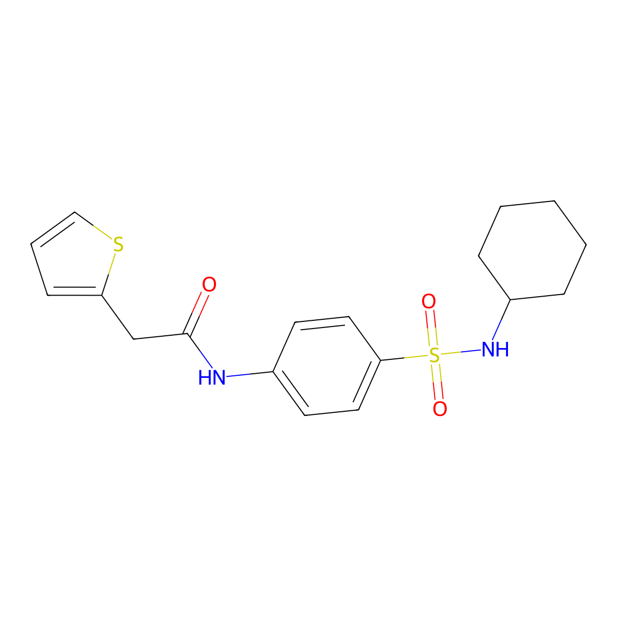 N-[4-(cyclohexylsulfamoyl)phenyl]-2-thiophen-2-ylacetamide molecular structure, CAS 830352-91-5