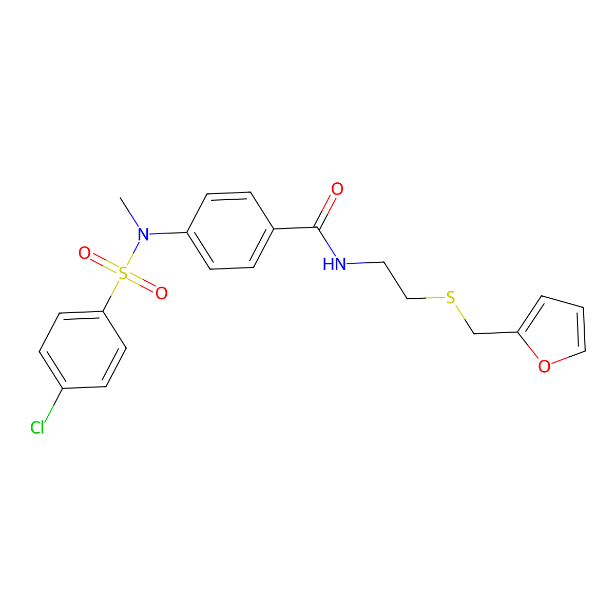 4-[(4-chlorophenyl)sulfonyl-methylamino]-N-[2-(furan-2-ylmethylsulfanyl)ethyl]benzamide molecular structure, CAS 830352-95-9