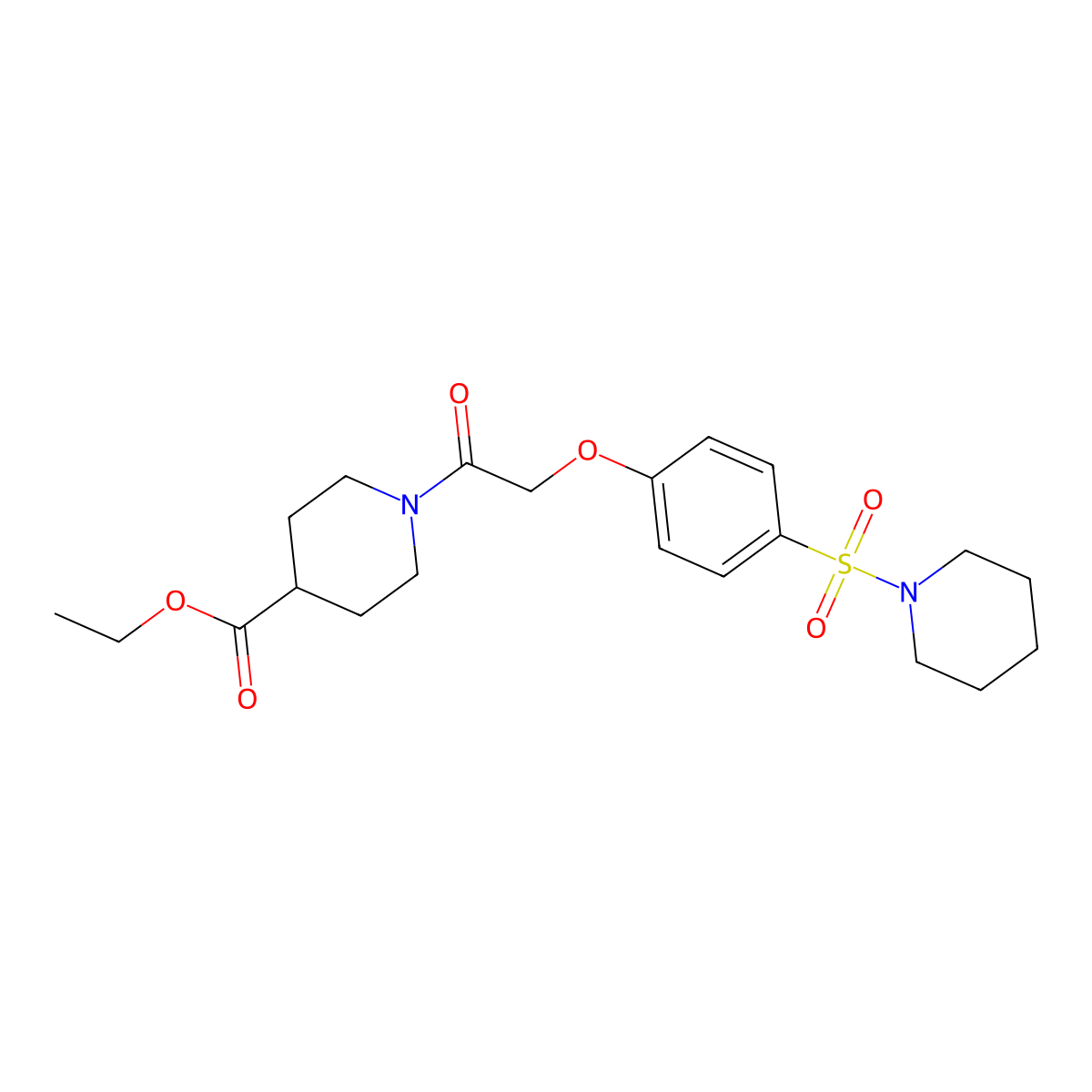 Ethyl 1-{[4-(piperidin-1-ylsulfonyl)phenoxy]acetyl}piperidine-4-carboxylate molecular structure, CAS 830352-96-0