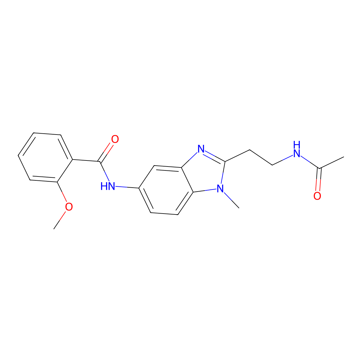 N-{2-[2-(acetylamino)ethyl]-1-methyl-1H-benzimidazol-5-yl}-2-methoxybenzamide molecular structure, CAS 830353-06-5