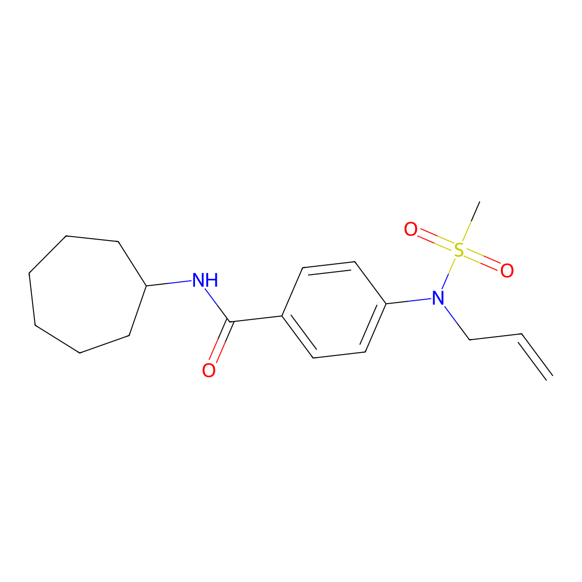 N-cycloheptyl-4-[methylsulfonyl(prop-2-enyl)amino]benzamide molecular structure, CAS 830353-15-6