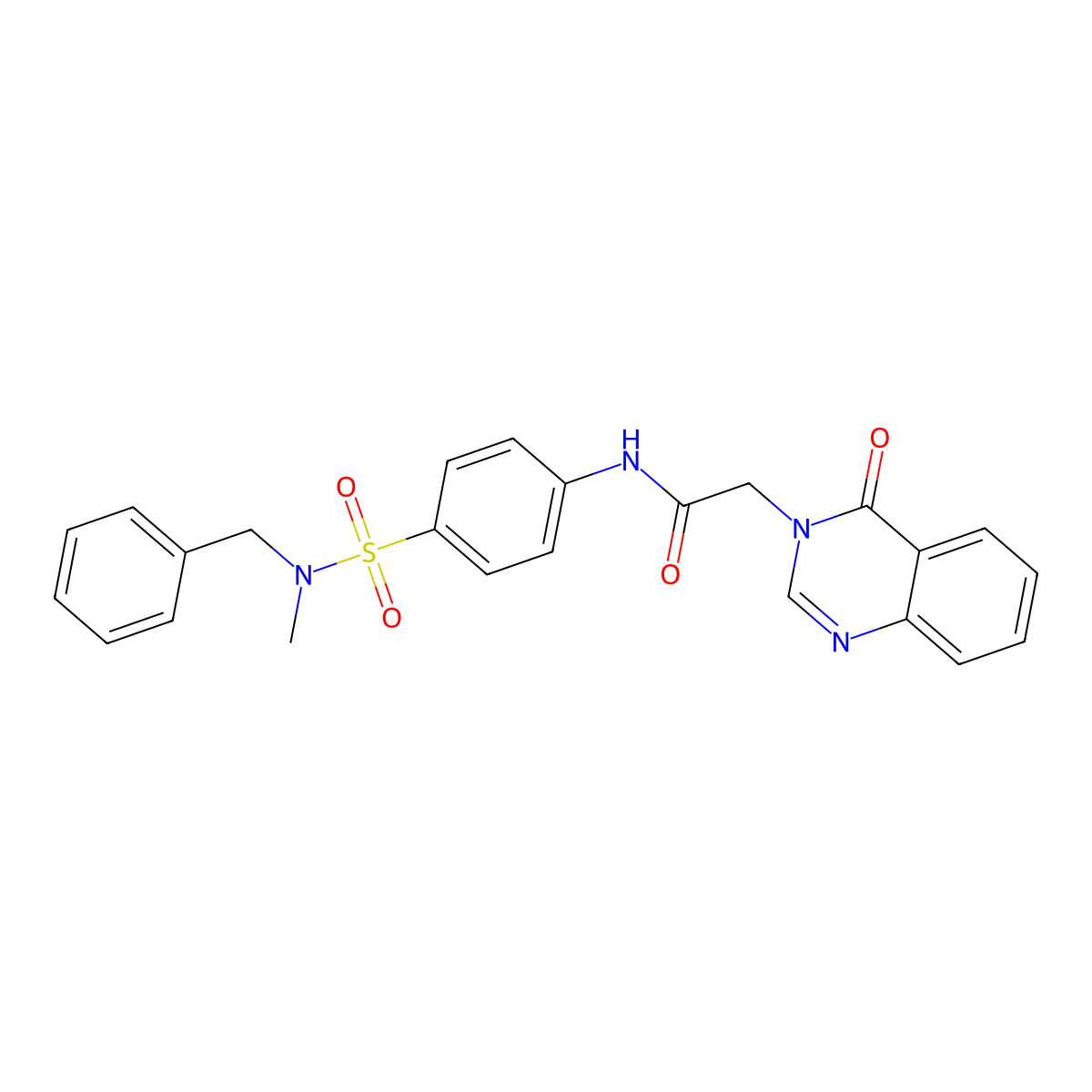 N-[4-[benzyl(methyl)sulfamoyl]phenyl]-2-(4-oxoquinazolin-3-yl)acetamide molecular structure, CAS 830353-49-6