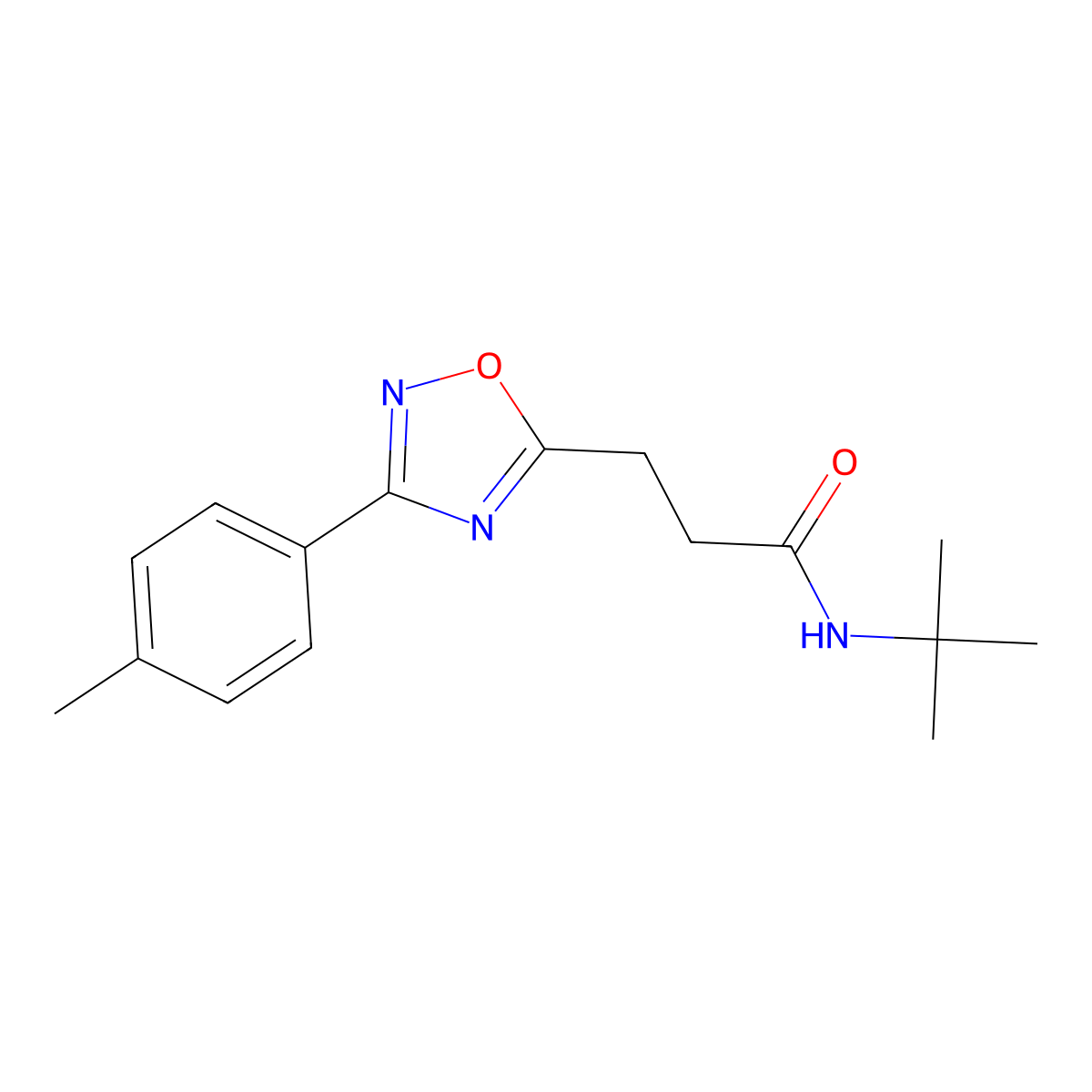 N-tert-butyl-3-[3-(4-methylphenyl)-1,2,4-oxadiazol-5-yl]propanamide molecular structure, CAS 830353-86-1