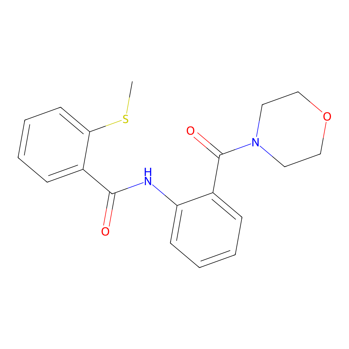 2-methylsulfanyl-N-[2-(morpholine-4-carbonyl)phenyl]benzamide molecular structure, CAS 830353-88-3