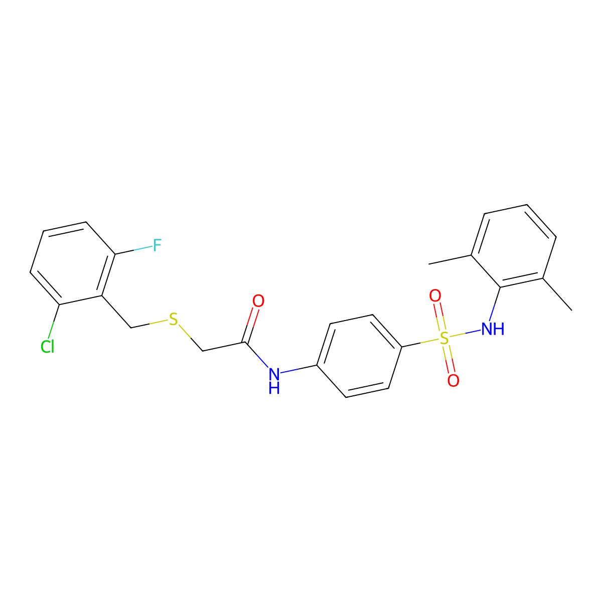 2-[(2-chloro-6-fluorophenyl)methylsulfanyl]-N-[4-[(2,6-dimethylphenyl)sulfamoyl]phenyl]acetamide molecular structure, CAS 830353-92-9