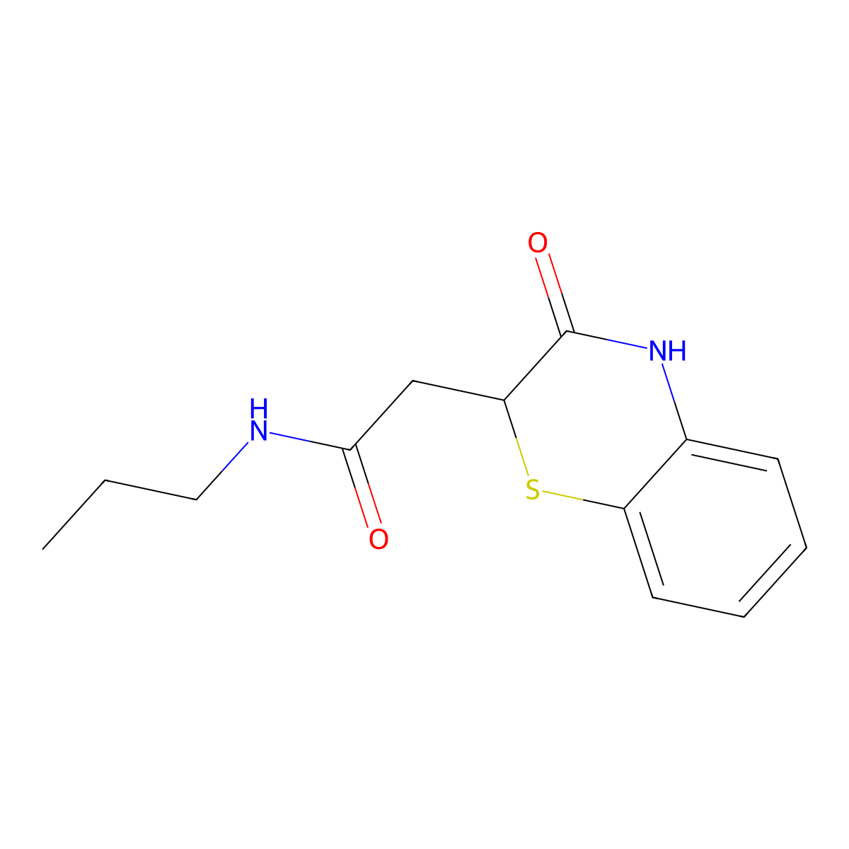 2-(3-oxo-4H-1,4-benzothiazin-2-yl)-N-propylacetamide molecular structure, CAS 830354-01-3