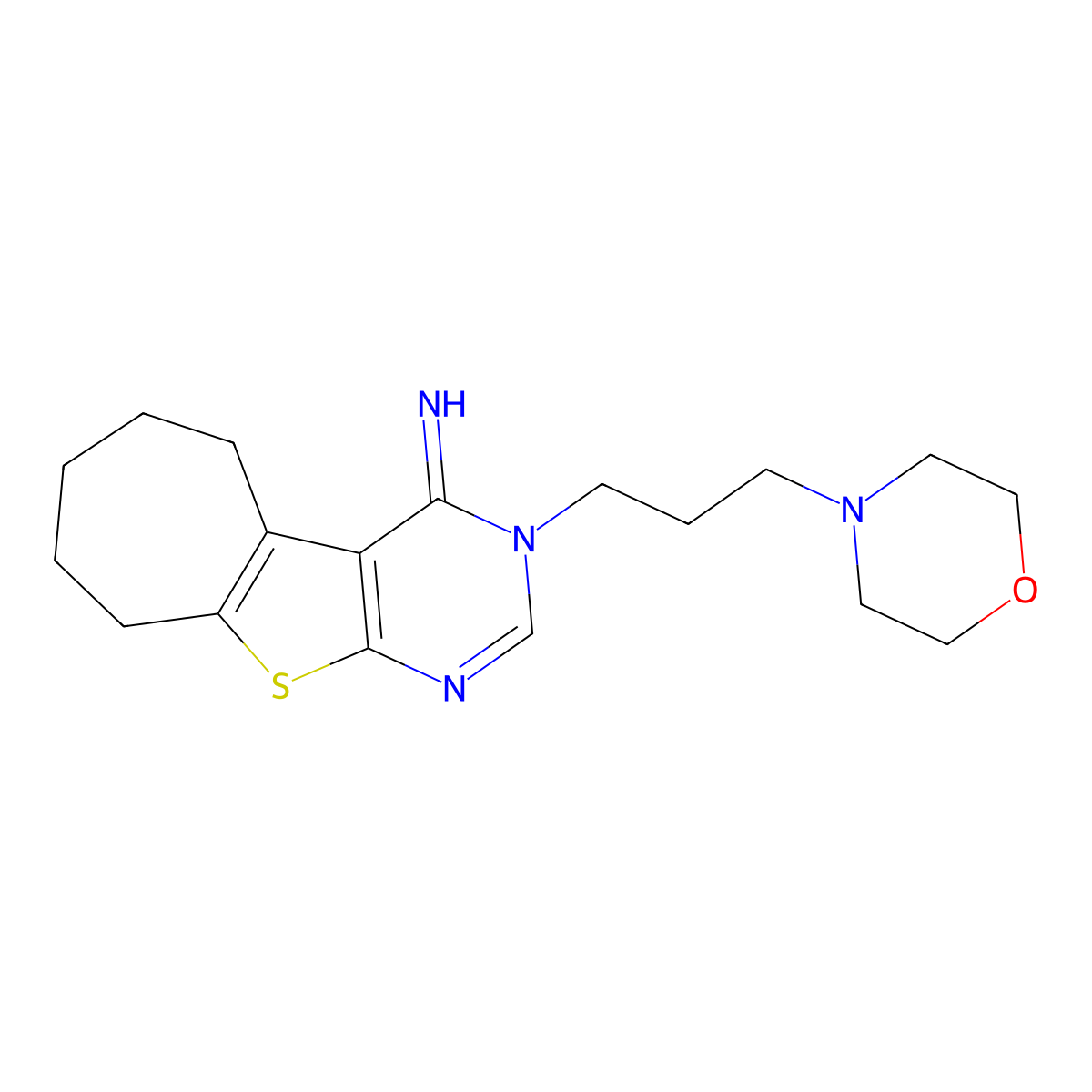 3-[3-(morpholin-4-yl)propyl]-3,5,6,7,8,9-hexahydro-4H-cyclohepta[4,5]thieno[2,3-d]pyrimidin-4-imine molecular structure, CAS 830354-02-4