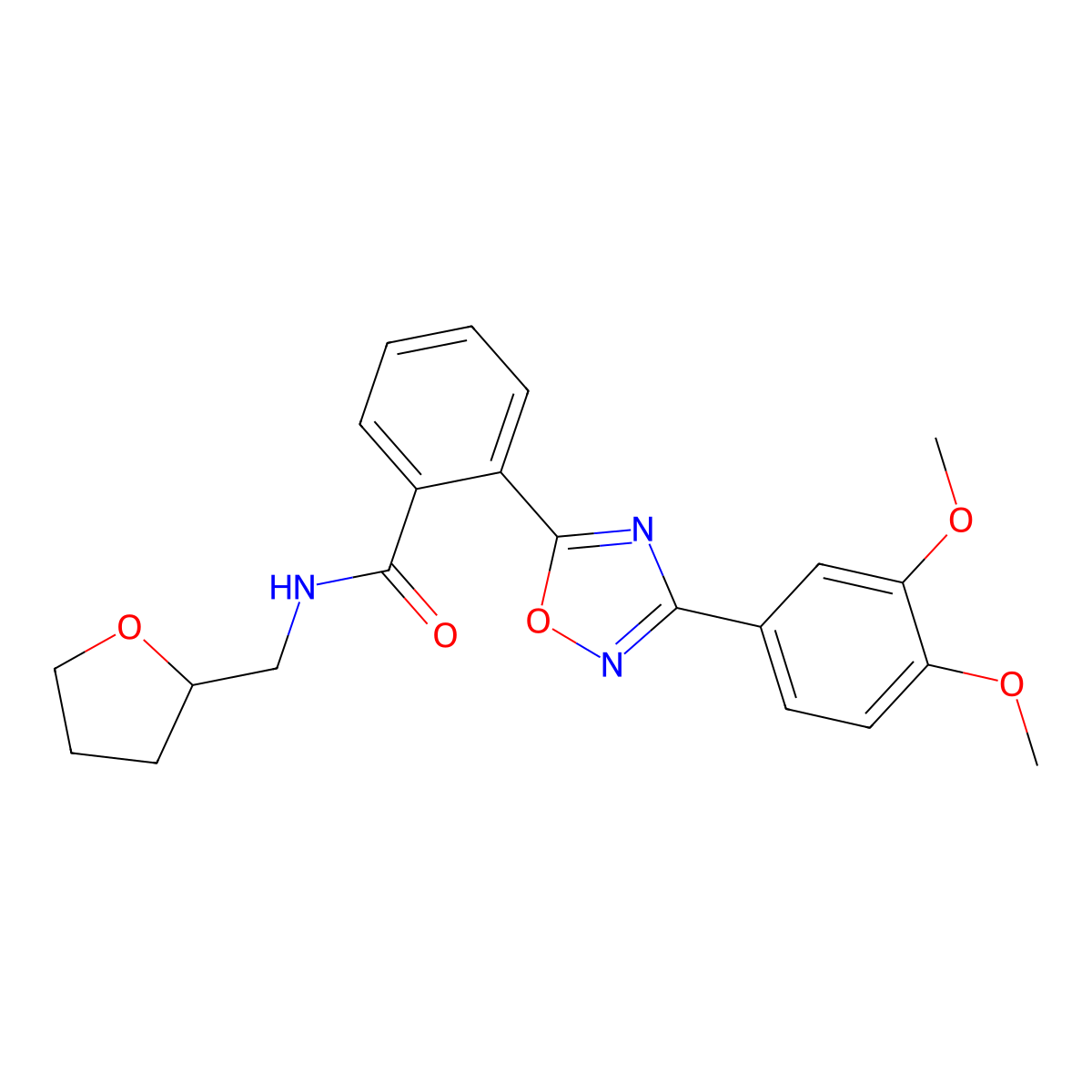 2-[3-(3,4-dimethoxyphenyl)-1,2,4-oxadiazol-5-yl]-N-(oxolan-2-ylmethyl)benzamide molecular structure, CAS 830354-03-5