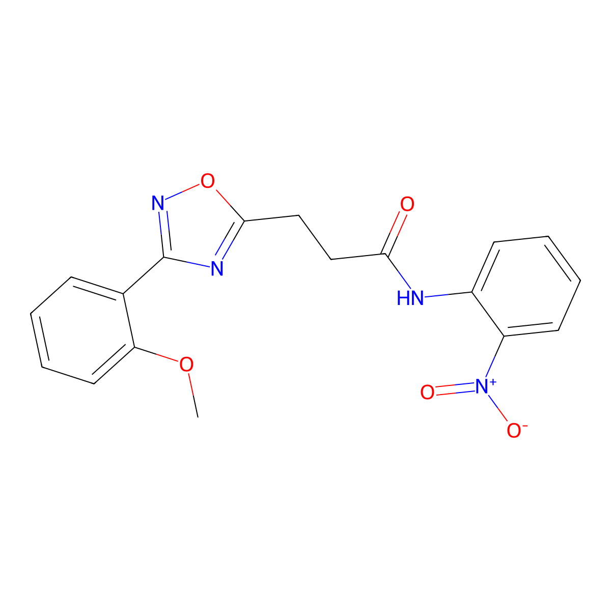 3-[3-(2-methoxyphenyl)-1,2,4-oxadiazol-5-yl]-N-(2-nitrophenyl)propanamide molecular structure, CAS 830354-04-6