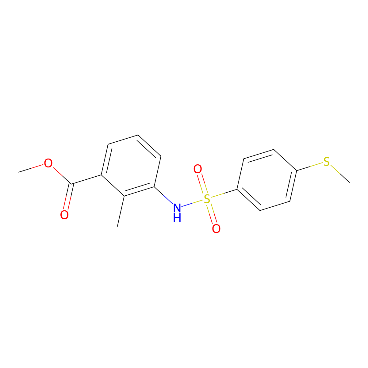 Methyl 2-methyl-3-({[4-(methylsulfanyl)phenyl]sulfonyl}amino)benzoate molecular structure, CAS 830354-10-4