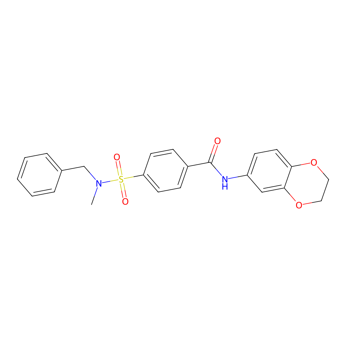 4-[benzyl(methyl)sulfamoyl]-N-(2,3-dihydro-1,4-benzodioxin-6-yl)benzamide molecular structure, CAS 830354-13-7