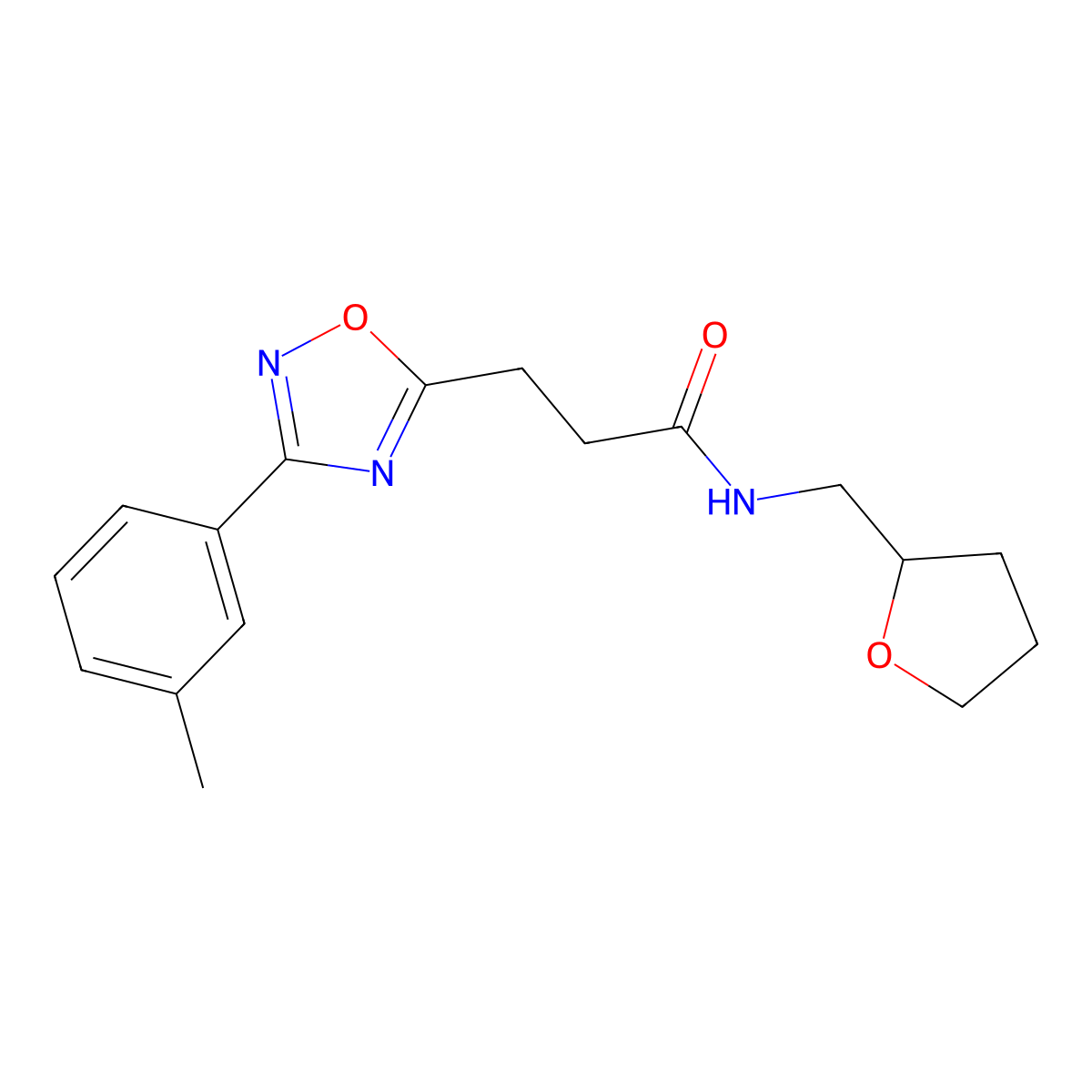 3-[3-(3-methylphenyl)-1,2,4-oxadiazol-5-yl]-N-(oxolan-2-ylmethyl)propanamide molecular structure, CAS 830354-29-5