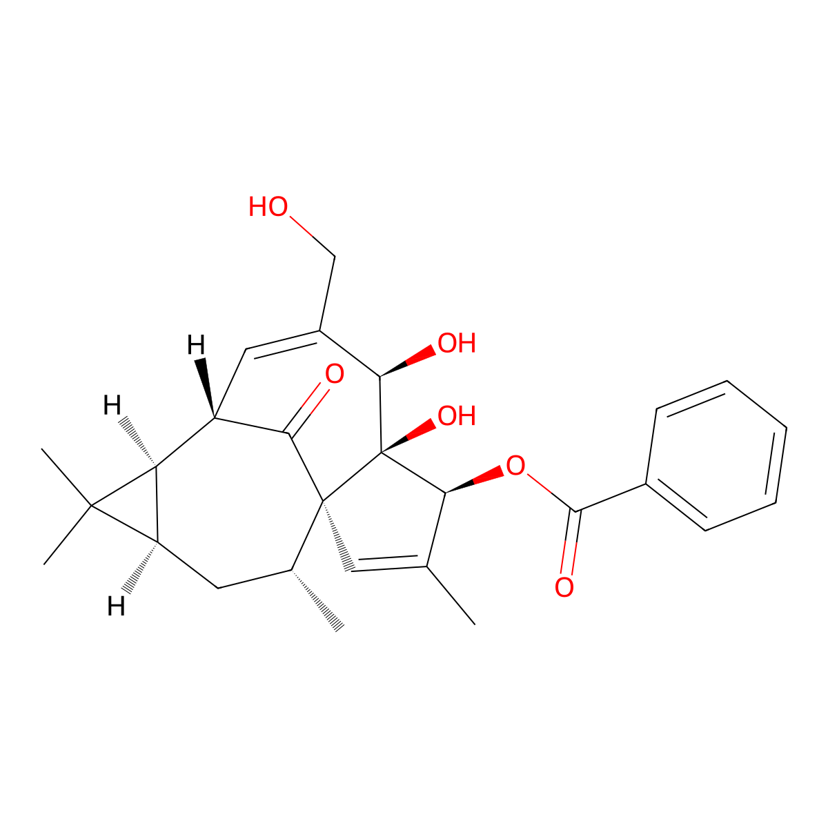 Ingenol 3-benzoate molecular structure, CAS 83036-64-0