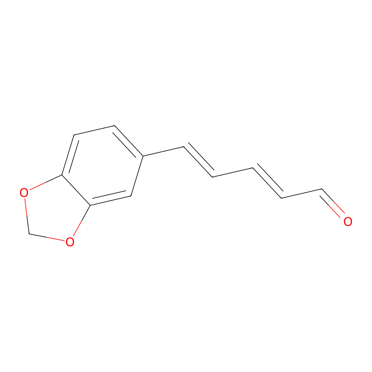 2,4-Pentadienal, 5-(1,3-benzodioxol-5-yl)-, (E,E)- molecular structure, CAS 83047-59-0