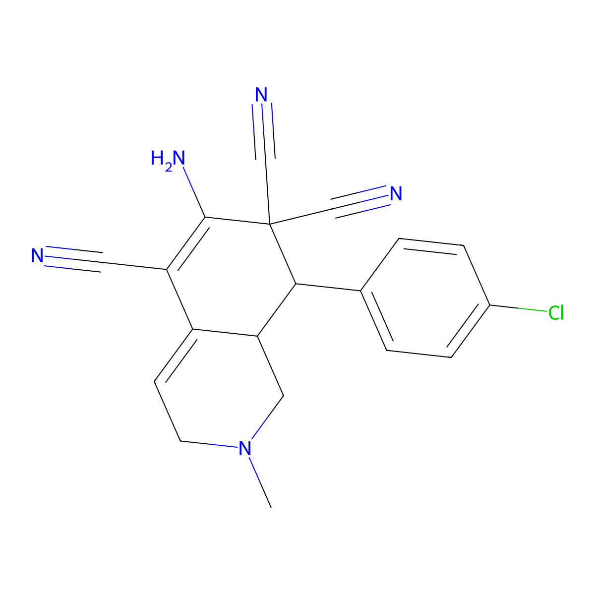 6-Amino-8-(4-chlorophenyl)-2-methyl-1,3,8,8a-tetrahydroisoquinoline-5,7,7-tricarbonitrile molecular structure, CAS 83049-51-8